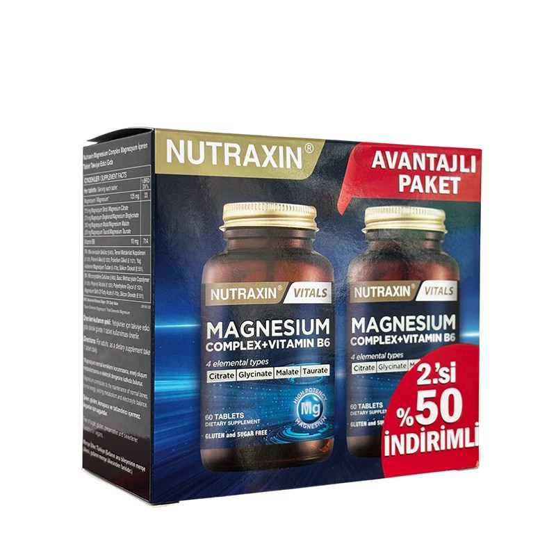 Nutraxin Magnezyum Takviye Edici Gıda 60+60 Tablet - 2.si %50 İndirimli