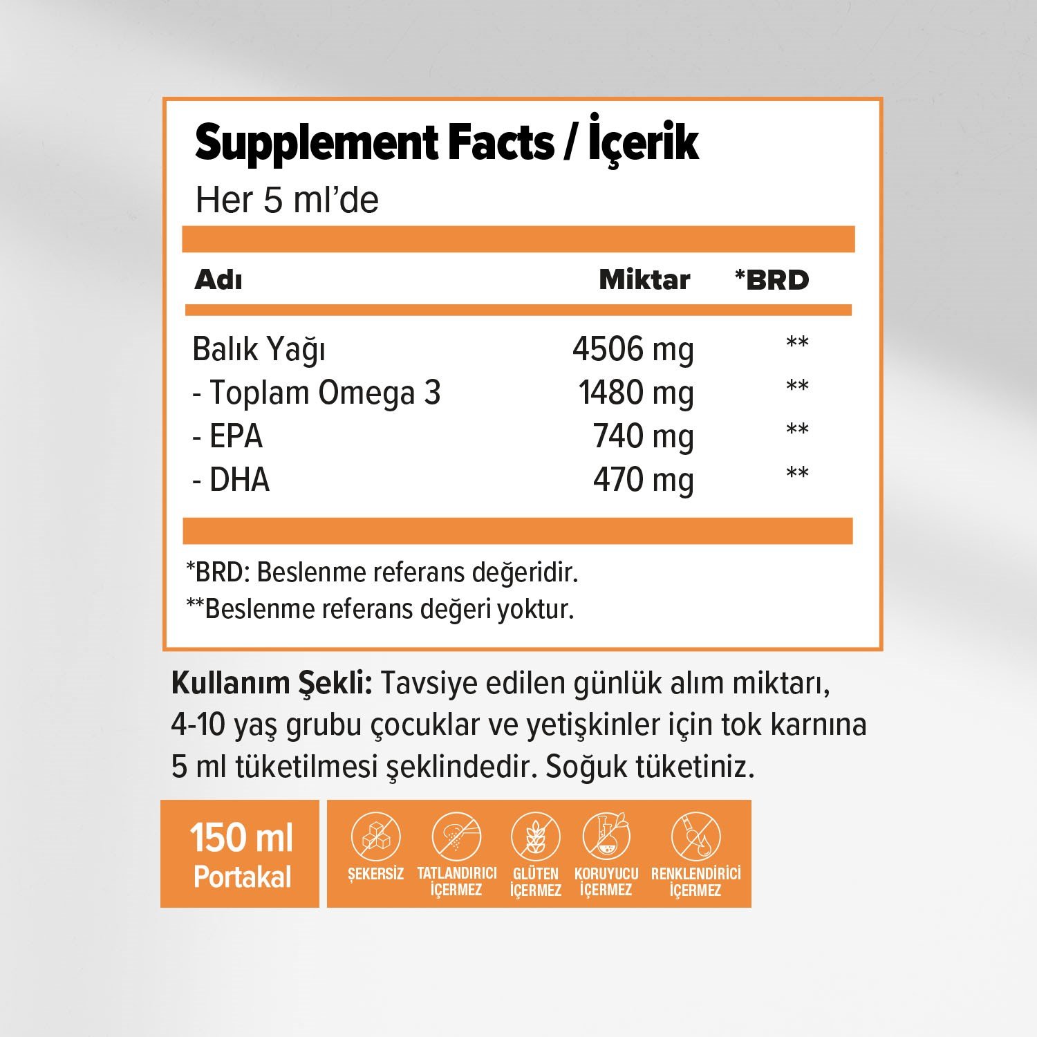 Ocean Portakallı Balık Yağı Surup Alana VM Şurup Hediye