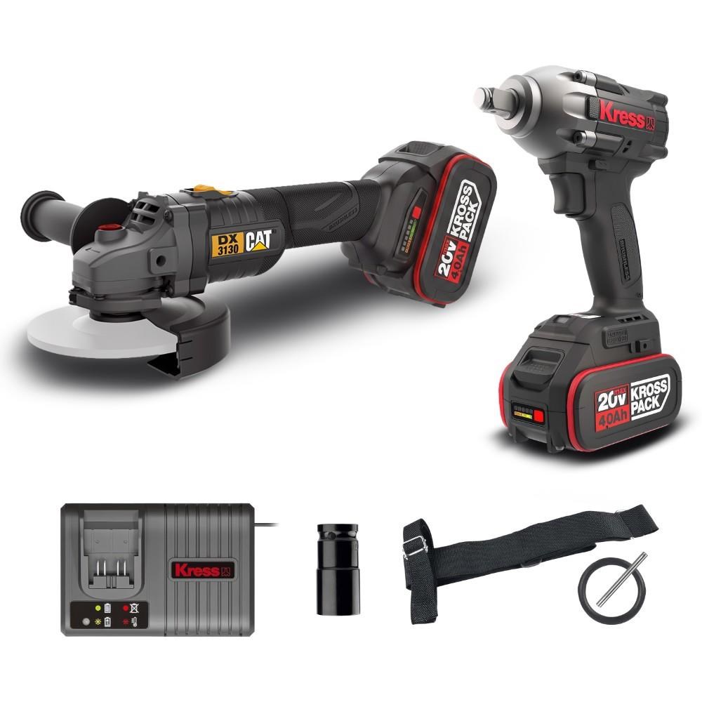 CAT DXKR1SET DX3130B + KUB30.2 18Volt 4.0Ah. Çift Akülü Şarjlı Kömürsüz Profesyonel Ortak Akülü Kombo Set