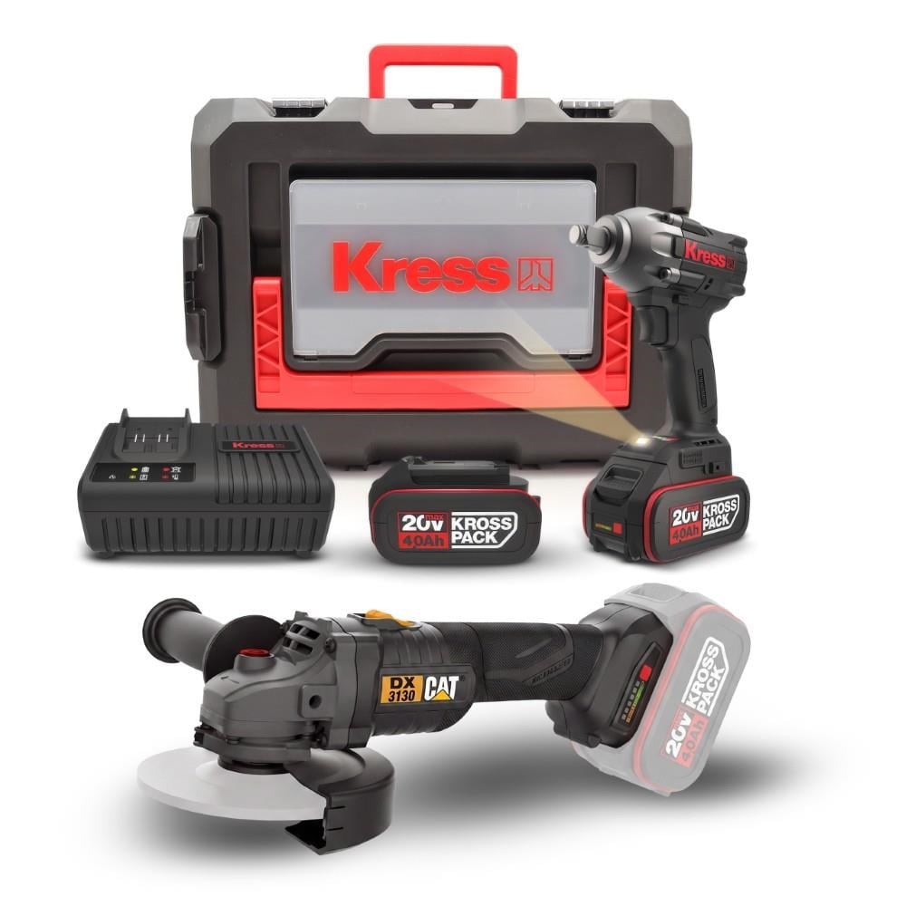 CAT DXKR1SET DX3130B + KUB30.2 18Volt 4.0Ah. Çift Akülü Şarjlı Kömürsüz Profesyonel Ortak Akülü Kombo Set