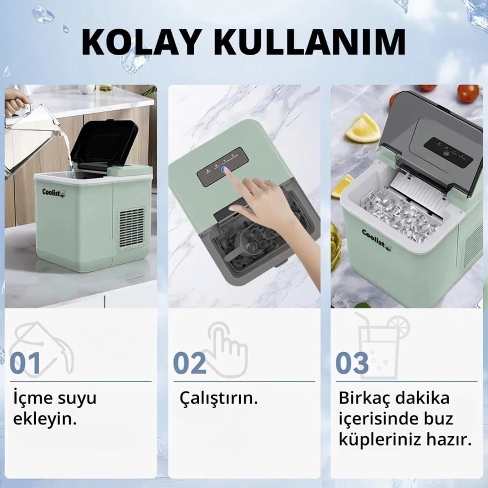 Coolist CLK2BM 12/24Volt/ 220Volt 1.3 Litre Kompresörlü Otomatik Buz Yapma Makinesi