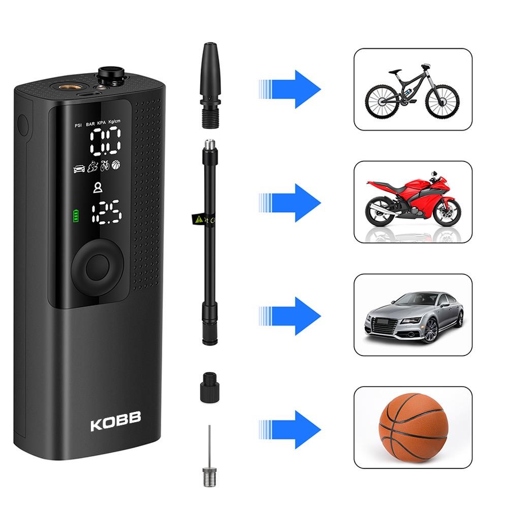 KOBB KB410 Şarjlı Li-ion 120 PSI Taşınabilir Dijital Basınç Göstergeli Led Aydınlatmalı Akıllı Lastik Şişirme Pompası