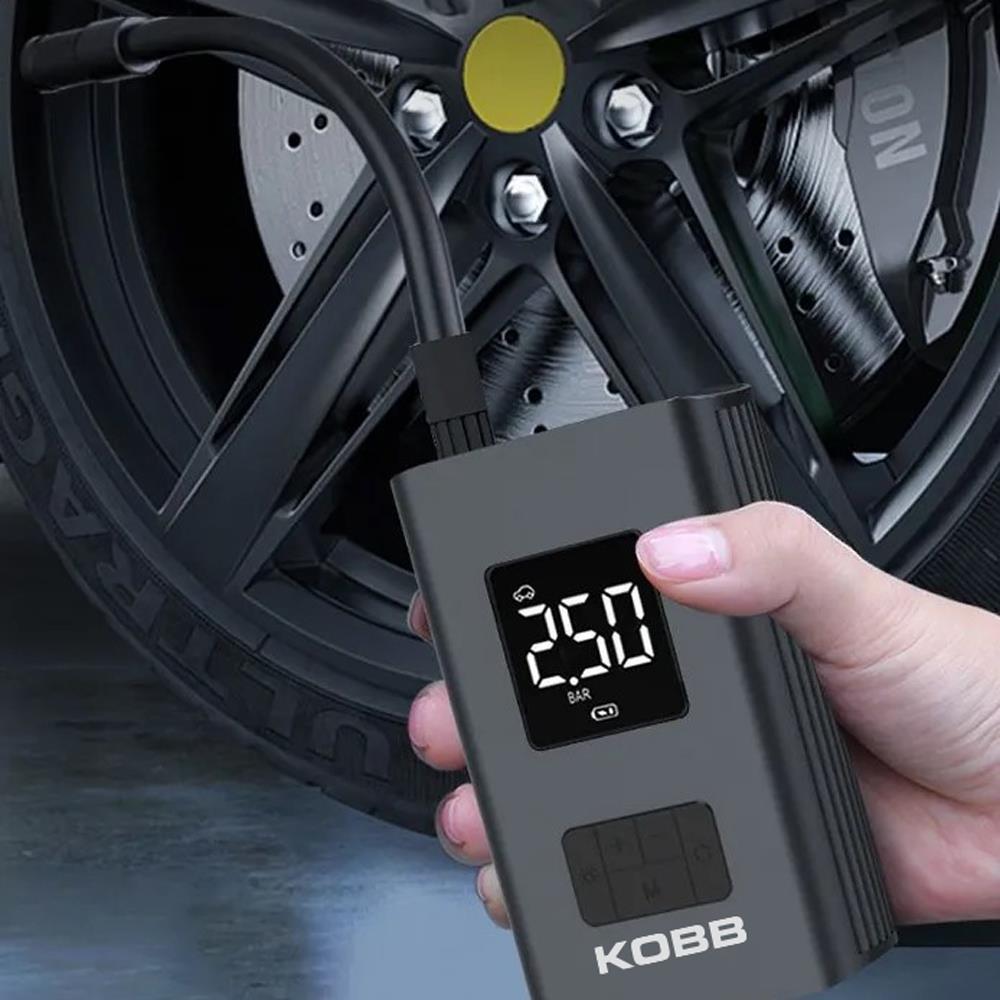 KOBB KB425 12V / Şarjlı Li-ion 150 PSI Dijital Göstergeli Akıllı Lastik Şişirme Pompası+ Powerbank + SOS + Led Lamba