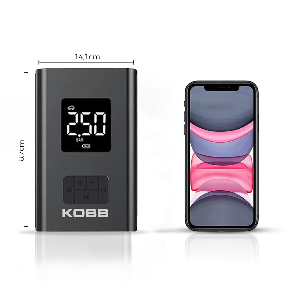 KOBB KB425 12V / Şarjlı Li-ion 150 PSI Dijital Göstergeli Akıllı Lastik Şişirme Pompası+ Powerbank + SOS + Led Lamba