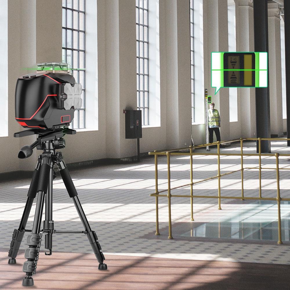 KOBB KBL36GTP Profesyonel Li-ion Şarjlı 4X360⁰ LCD Ekran Otomatik Hizalamalı Yeşil Çapraz Çizgi Lazer Distomat + Uzaktan Kumanda + Tripod + Taşıma Çantası