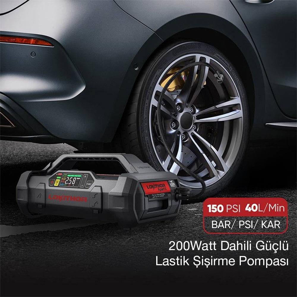 Lokithor APARTX2500 12V 2500Amp LiFePO4 Akıllı Akü Takviye + Pompa + Powerbank + Led Lamba