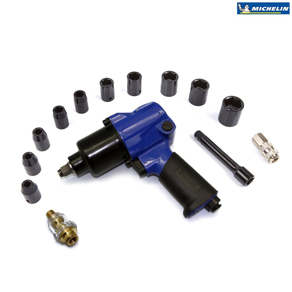 Michelin MCF1384 1/2″ 650Nm Profesyonel Havalı Somun Sıkma/Sökme + 10 Parça Aksesuar Seti