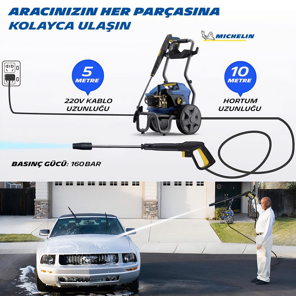 Michelin MPX160CK 2900Watt 160Bar İndüksiyon Motor Yağ Soğutmalı Profesyonel Basınçlı Yıkama