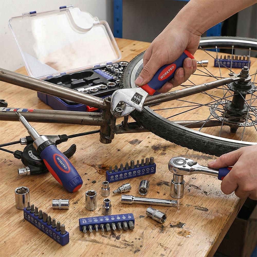 WORKPRO WP200555 1/4'’ 1/2’’ 38 Parça Cr-V Lokma ve Topaç Cırcır Araç Tamir Seti