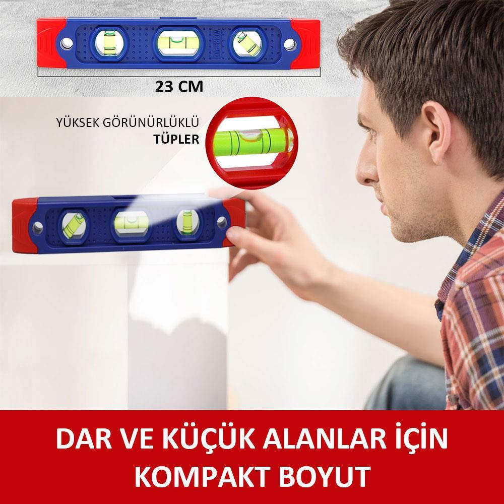 WORKPRO WP262038 225MM Manyetik Şoka Dayanıklı Torpedo Su Terazisi