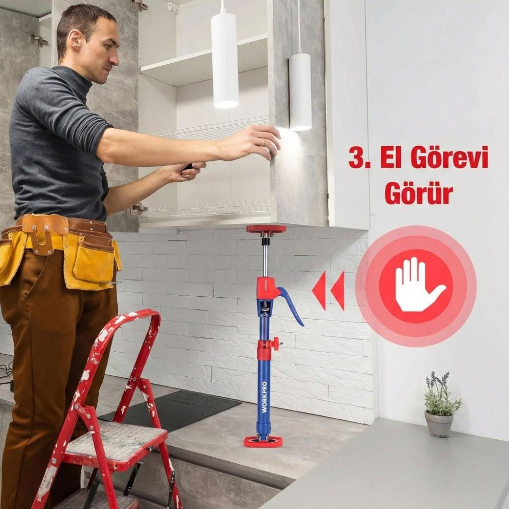 WORKPRO WP289036 47-75cm 70Kg Teleskobik Mandallı Ayarlanabilir 2’Li Çelik Destek Direği + Taşıma Çantası