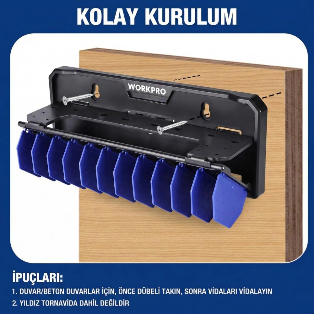 WORKPRO WP433073 Çok Amaçlı El Aleti Duvar Askı/Depolama Rafı