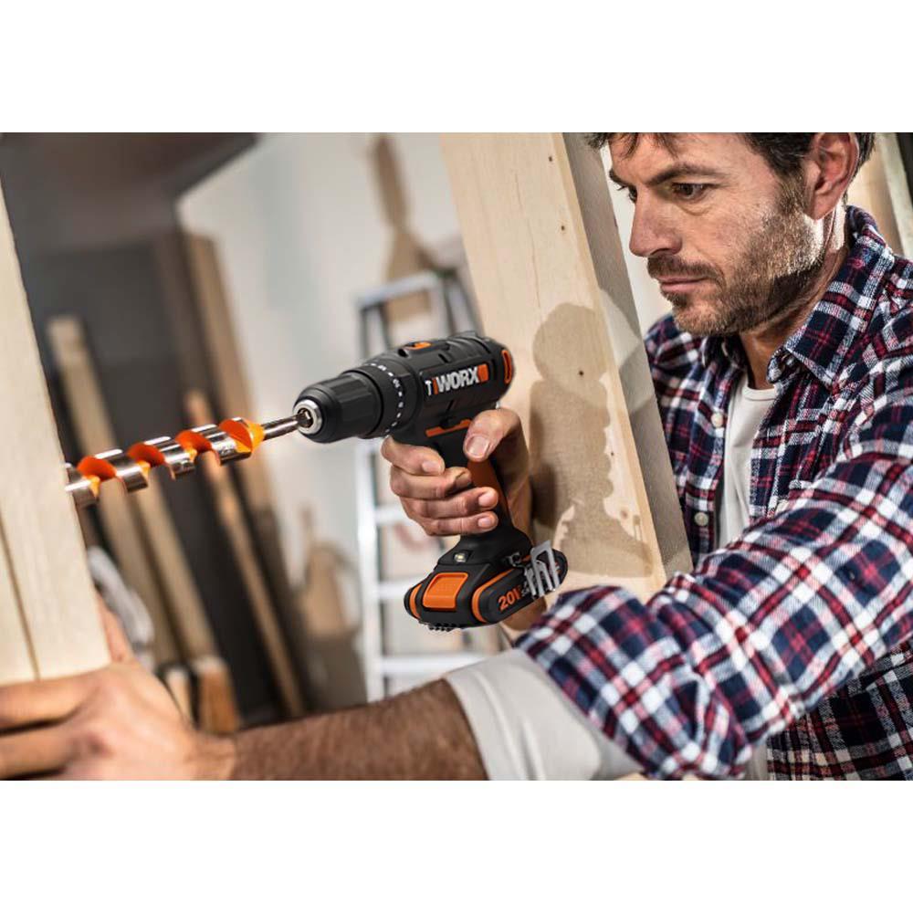 WORX WX370 20Volt/2Ah. Li-ion Çift Akülü Profesyonel Şarjlı Darbeli Matkap + 30 Parça Aksesuar Seti