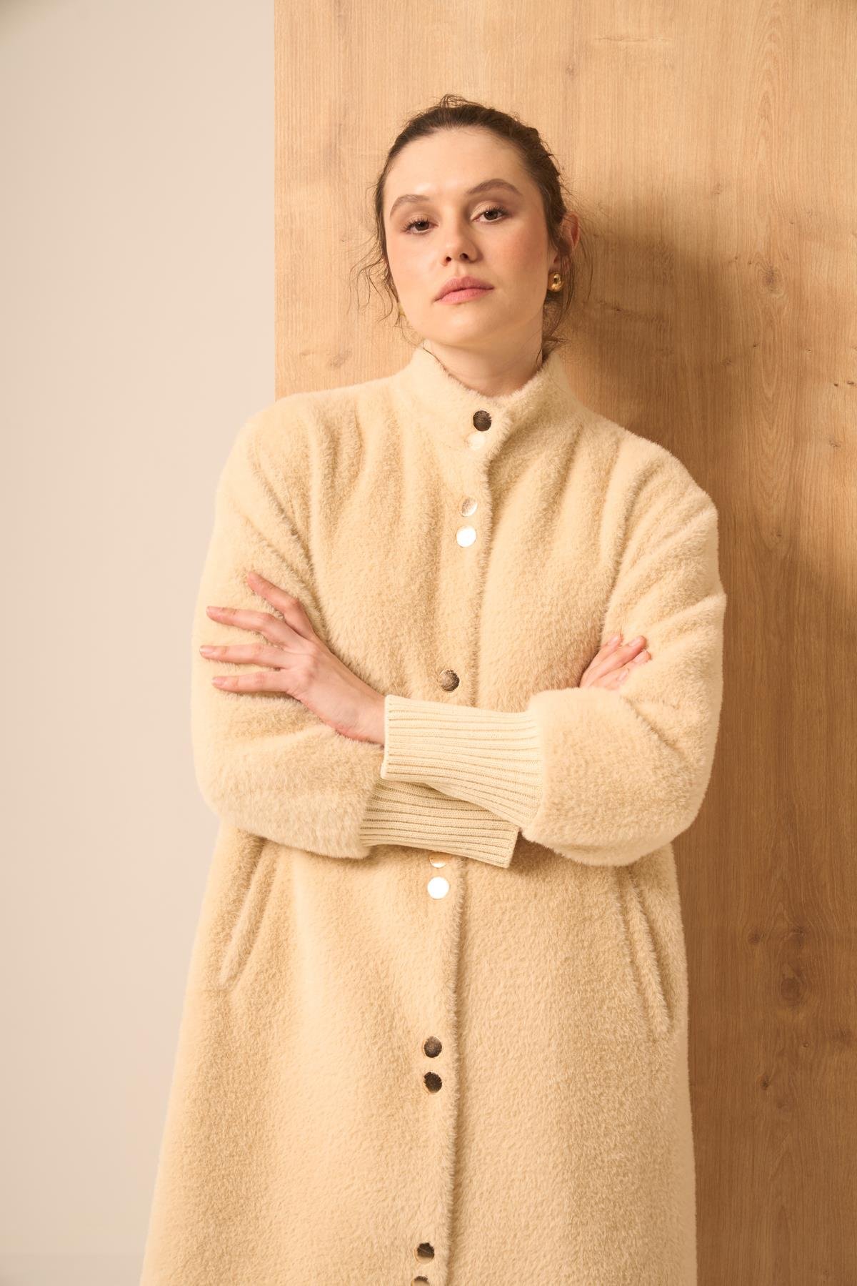 Firoy Kadın Angora Kaban  Beige