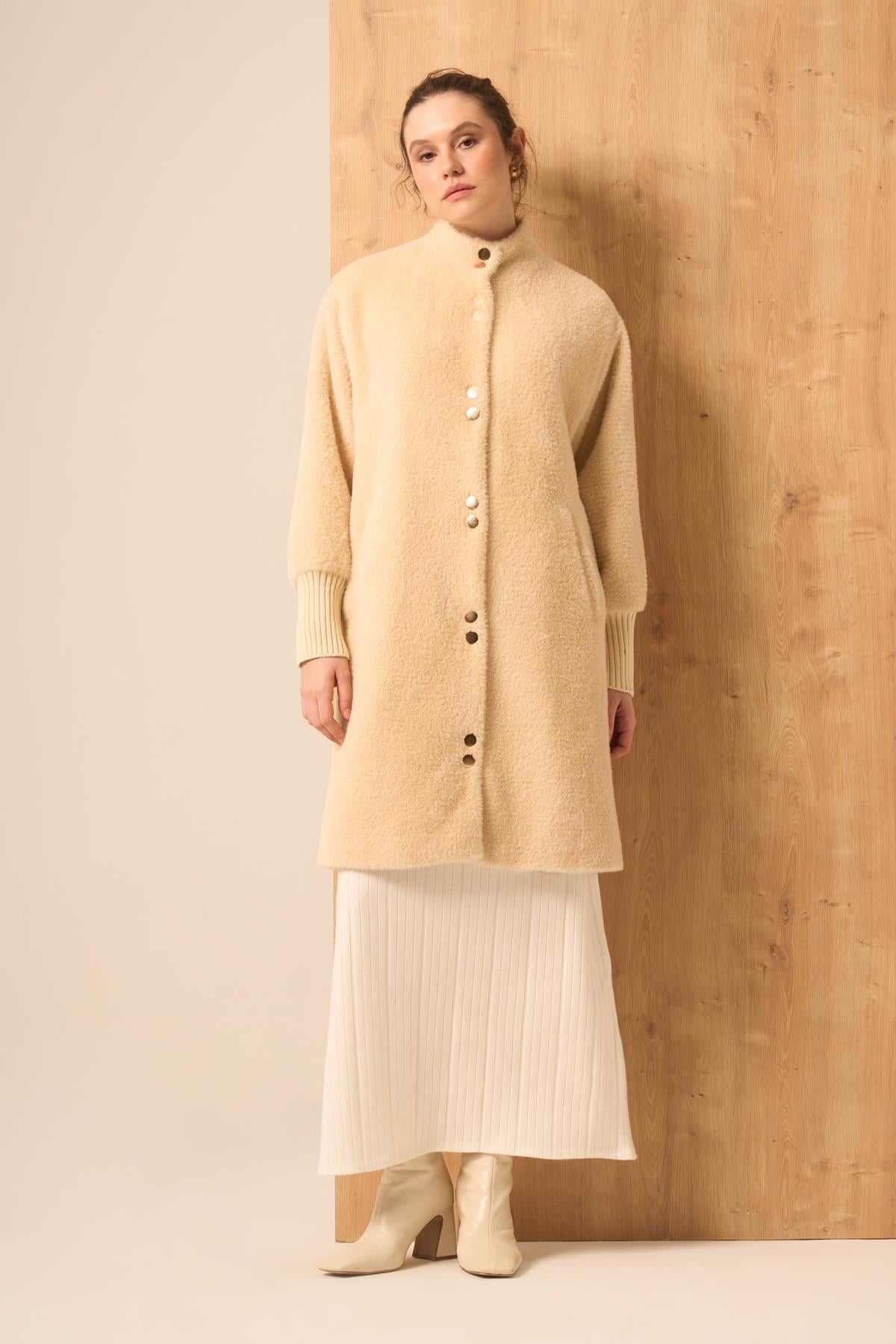 Firoy Kadın Angora Kaban  Beige