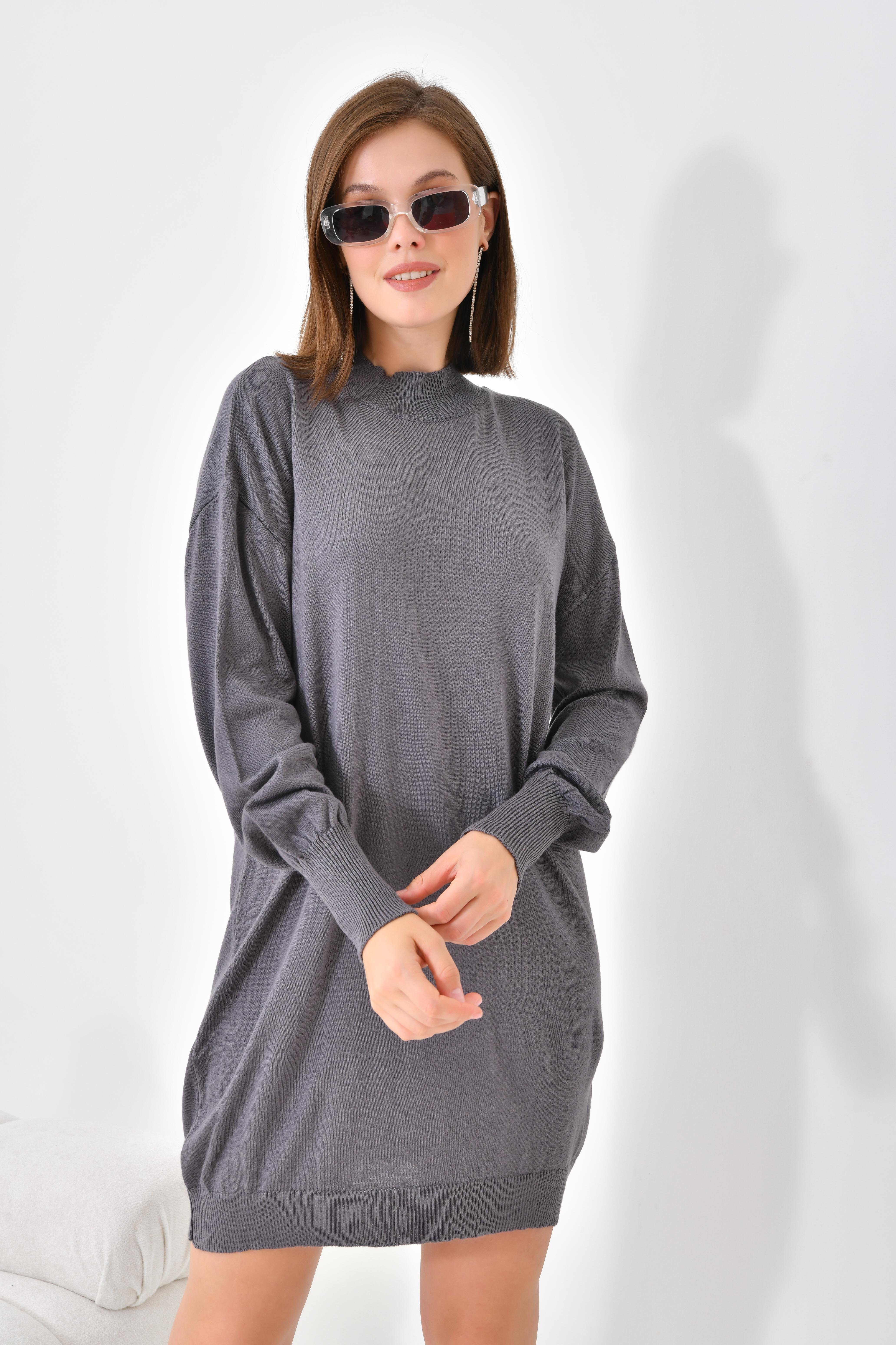 Firoy Kadın Basic Tunik  Gri