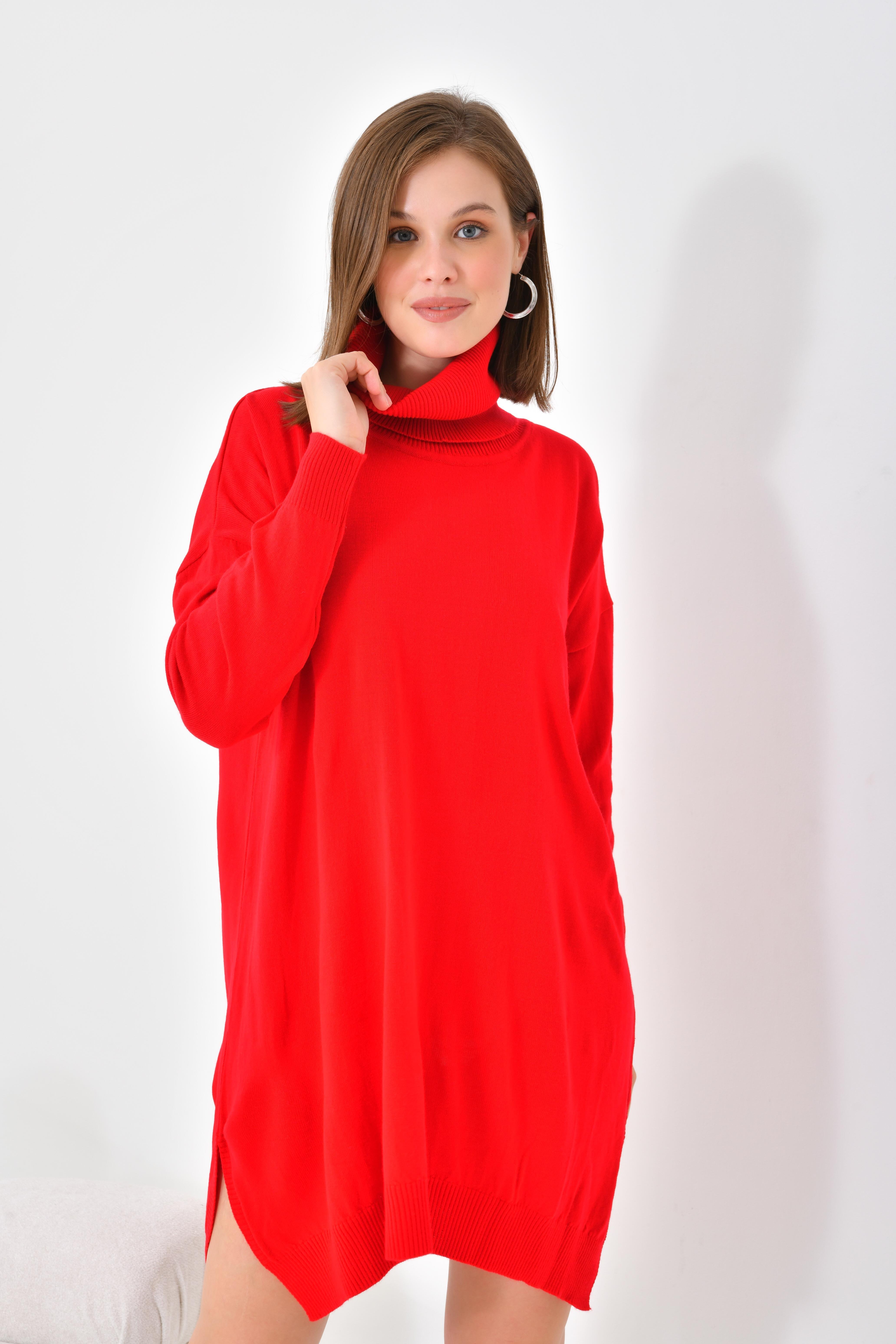 Firoy Kadın Basic Tunik  Kırmızı