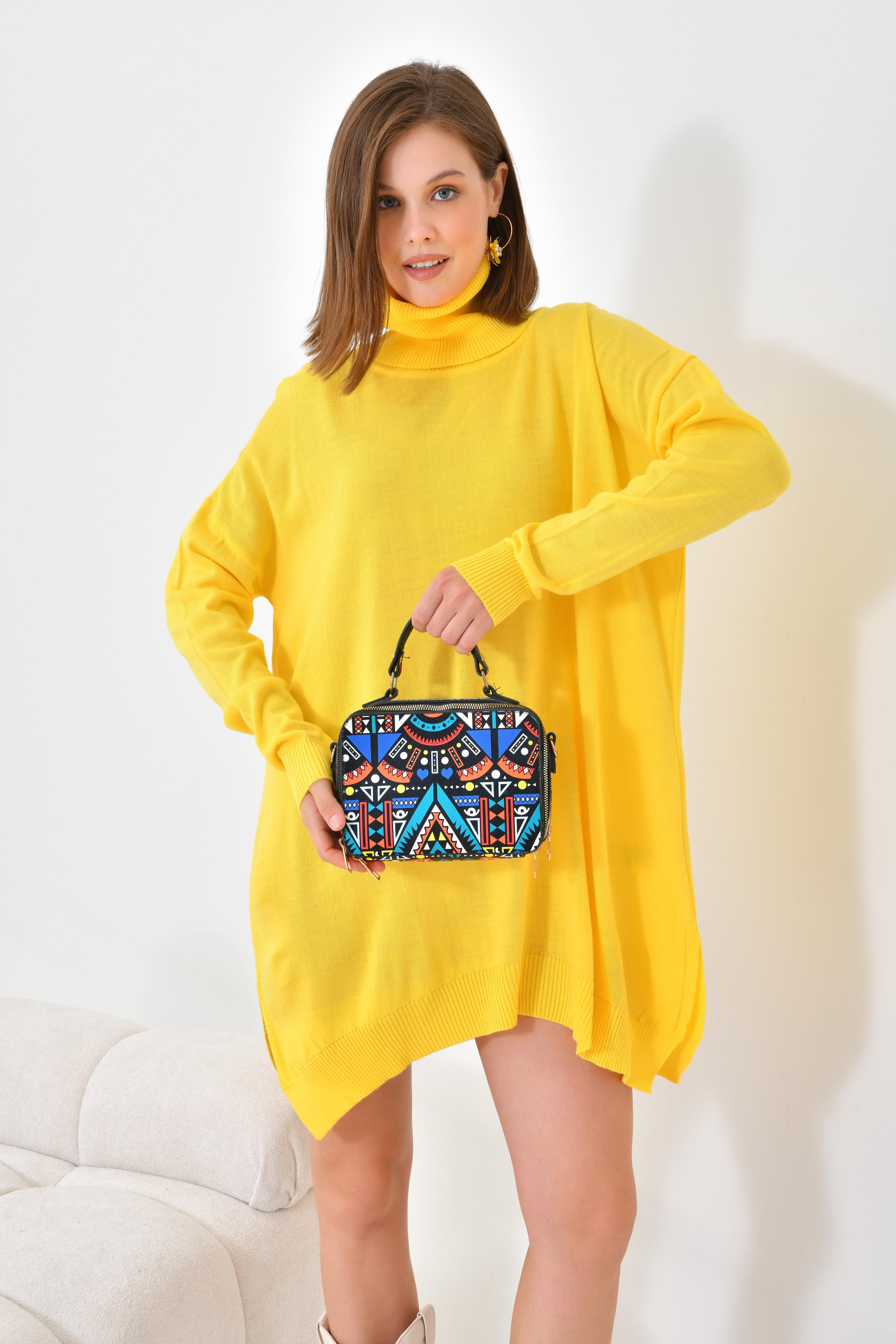 Firoy Kadın Basic Tunik  Sarı