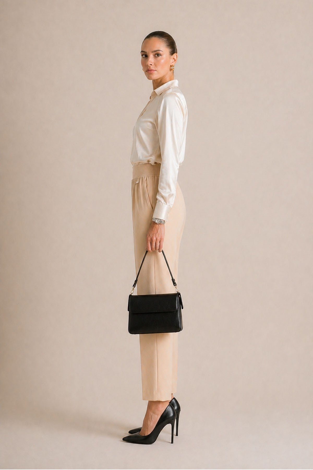 Firoy Kadın Double Pantolon  Beige