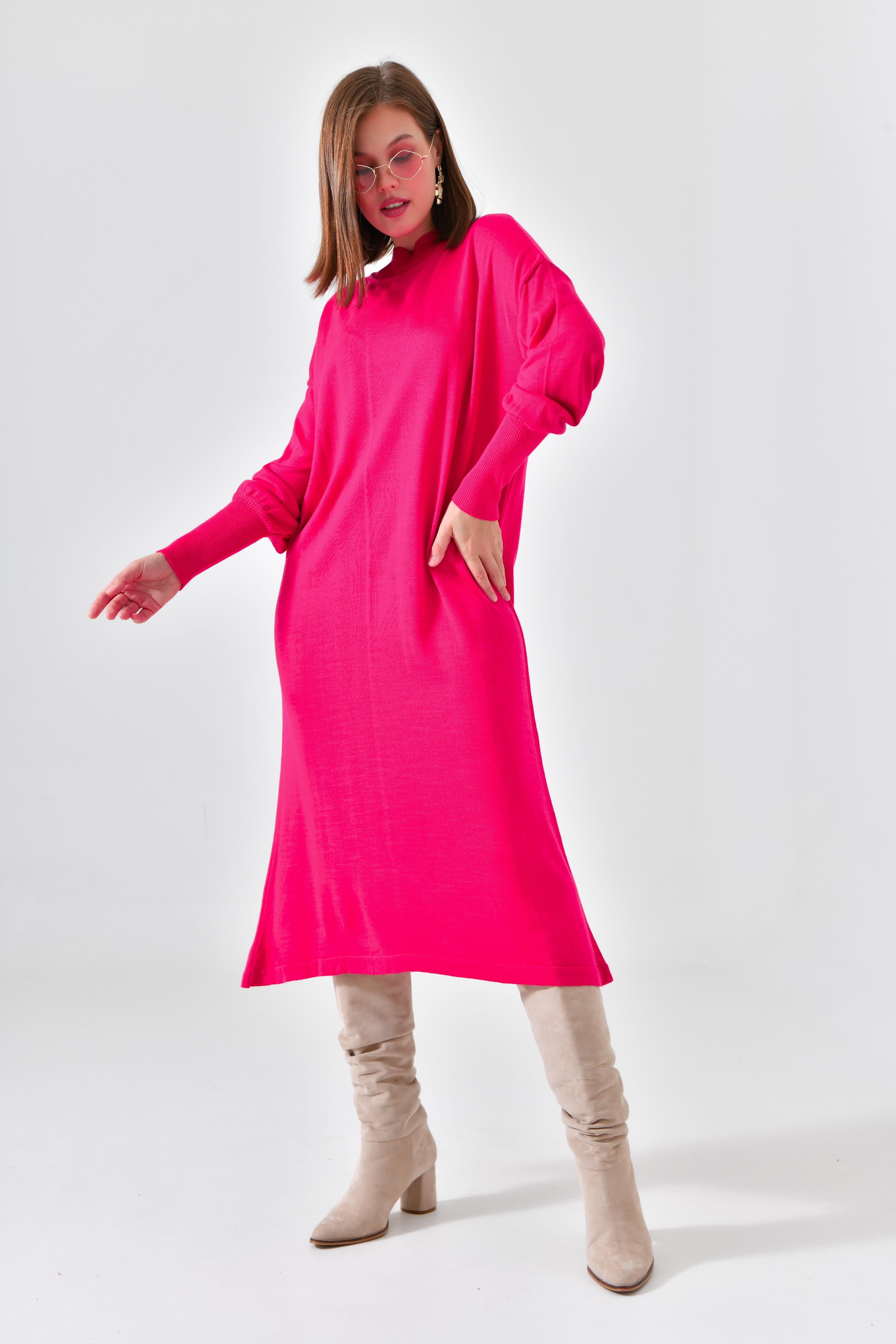 Firoy Kadın DÜz Basic Tunik  Fuşya