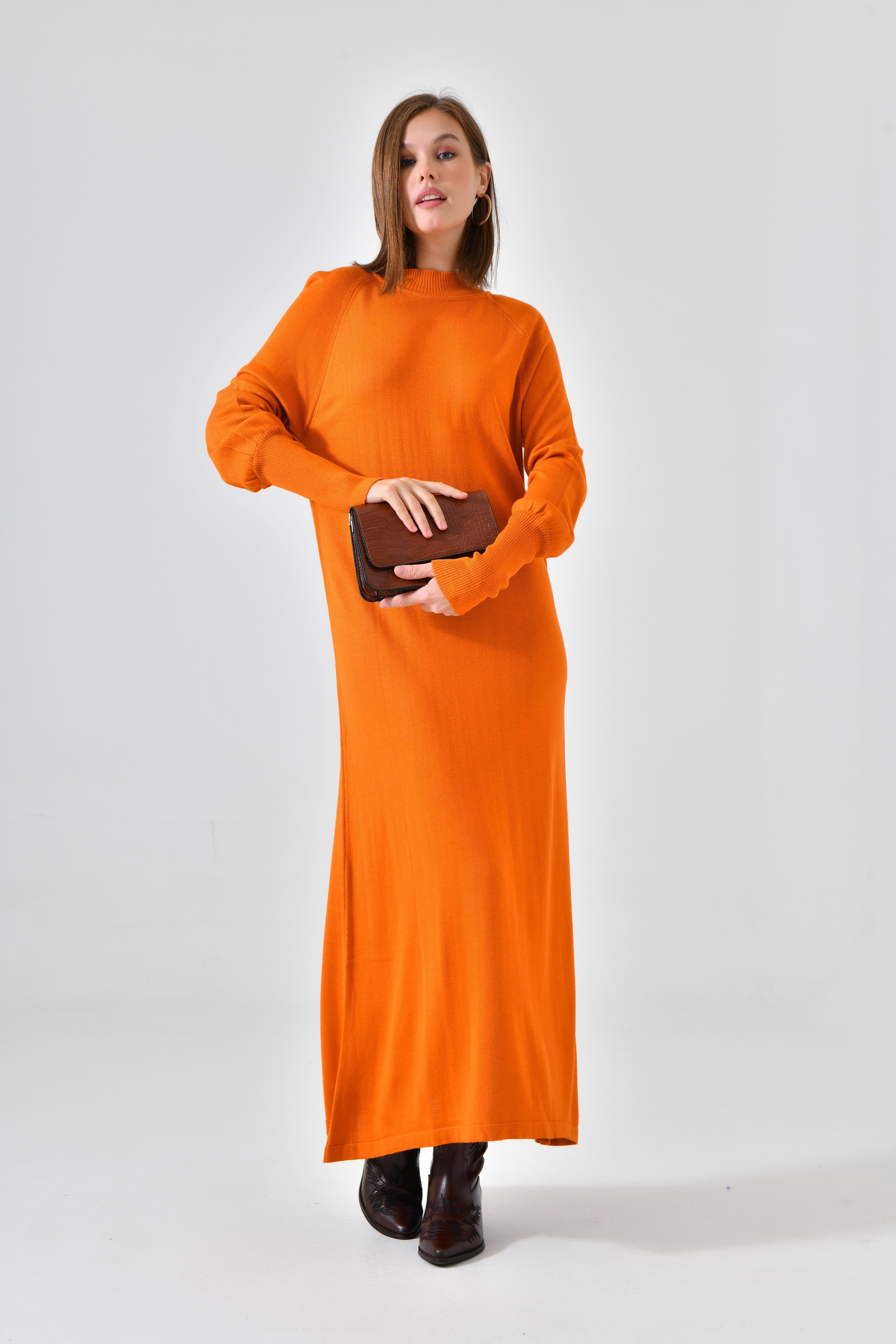 Firoy Kadın Düz Basic Tunik  Orange
