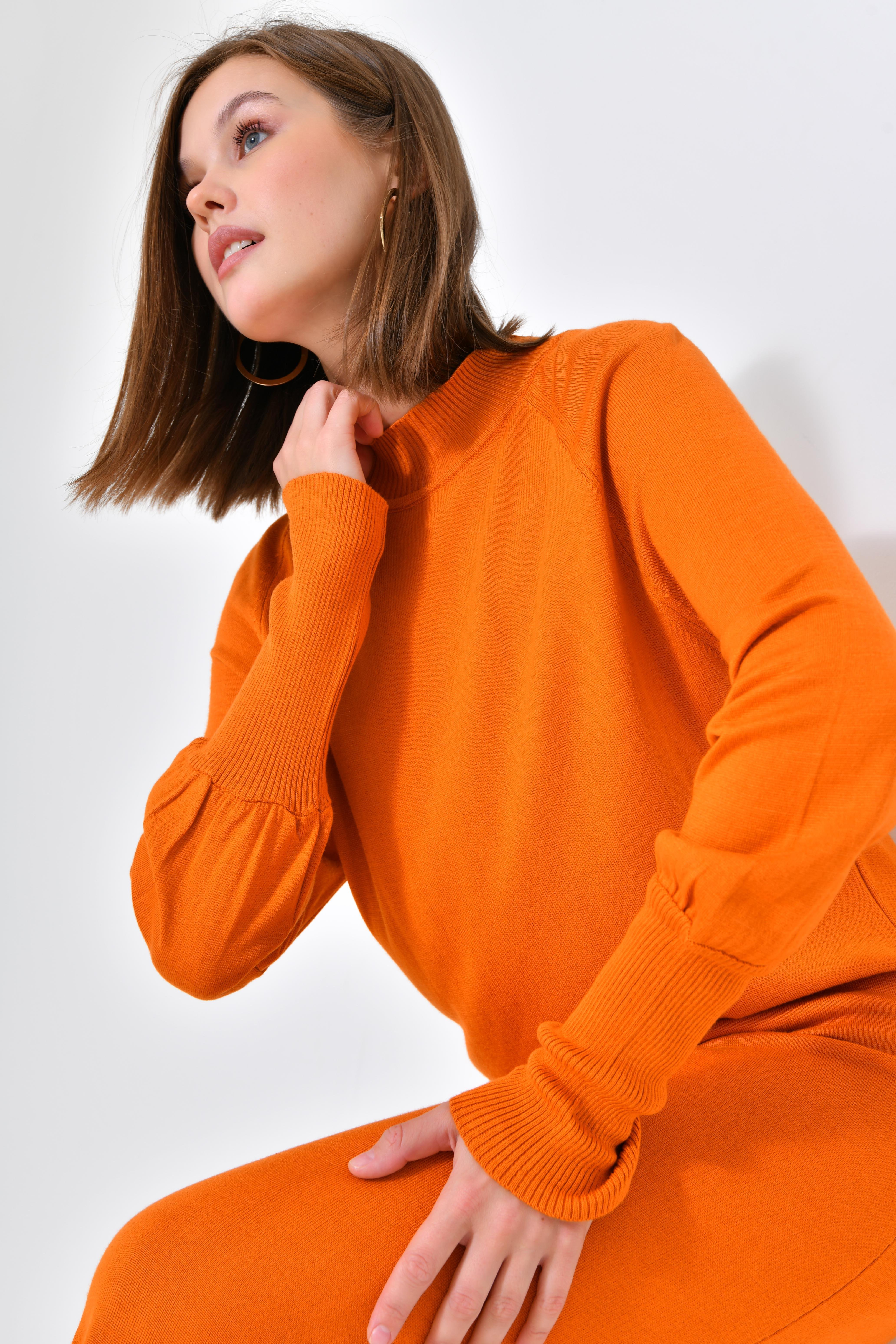 Firoy Kadın Düz Basic Tunik  Orange