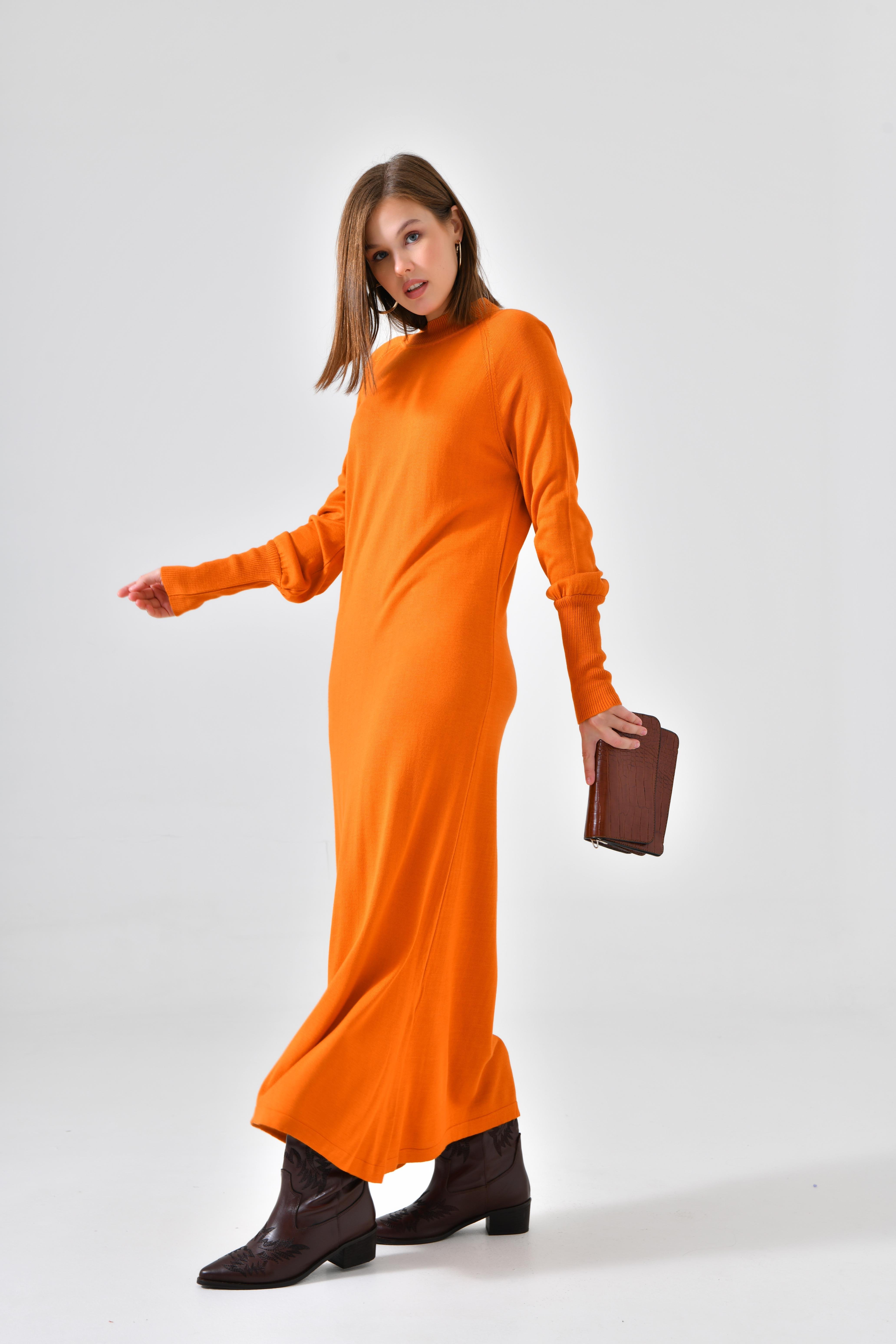 Firoy Kadın Düz Basic Tunik  Orange