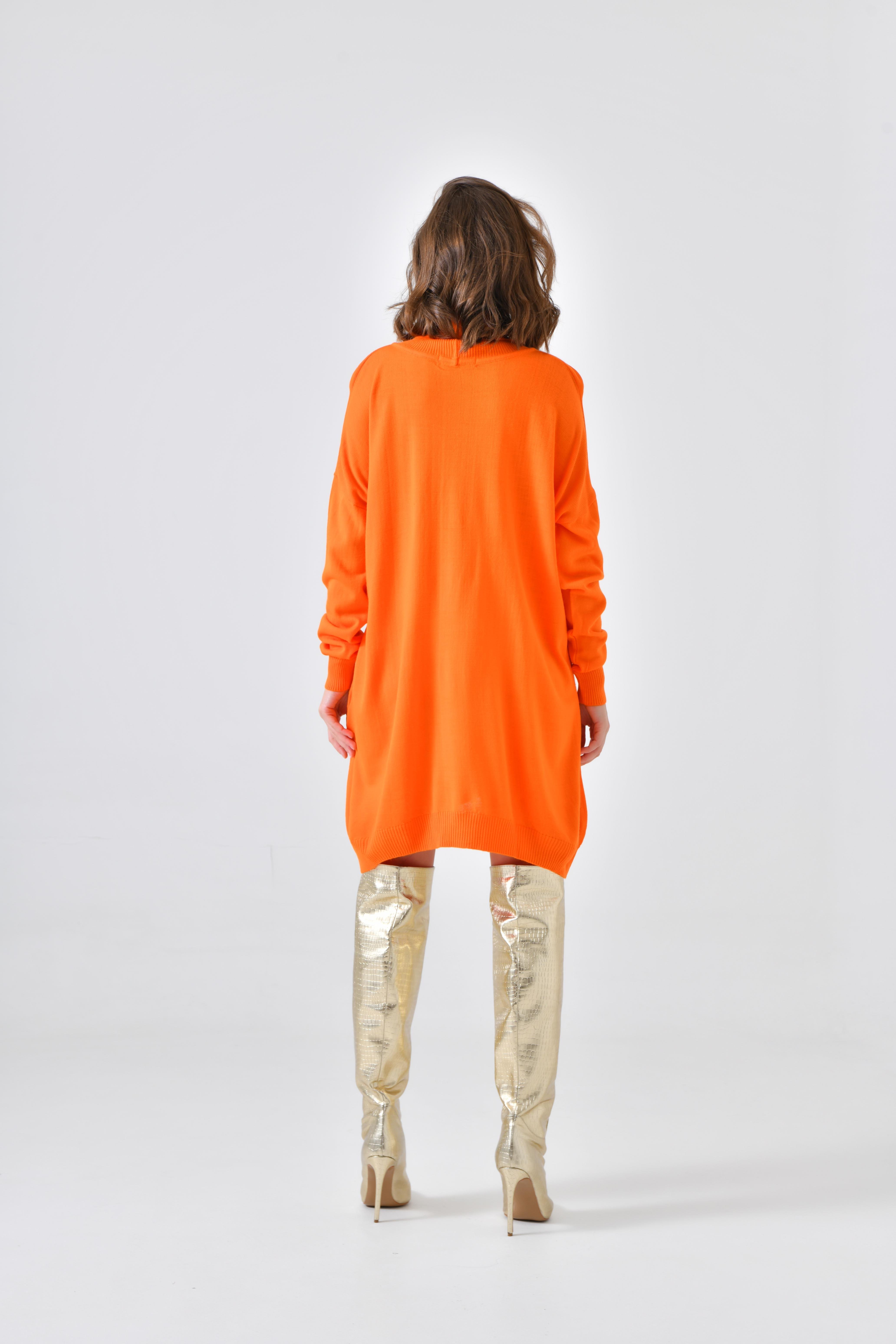 Firoy Kadın Düz Basic Tunik  Orange
