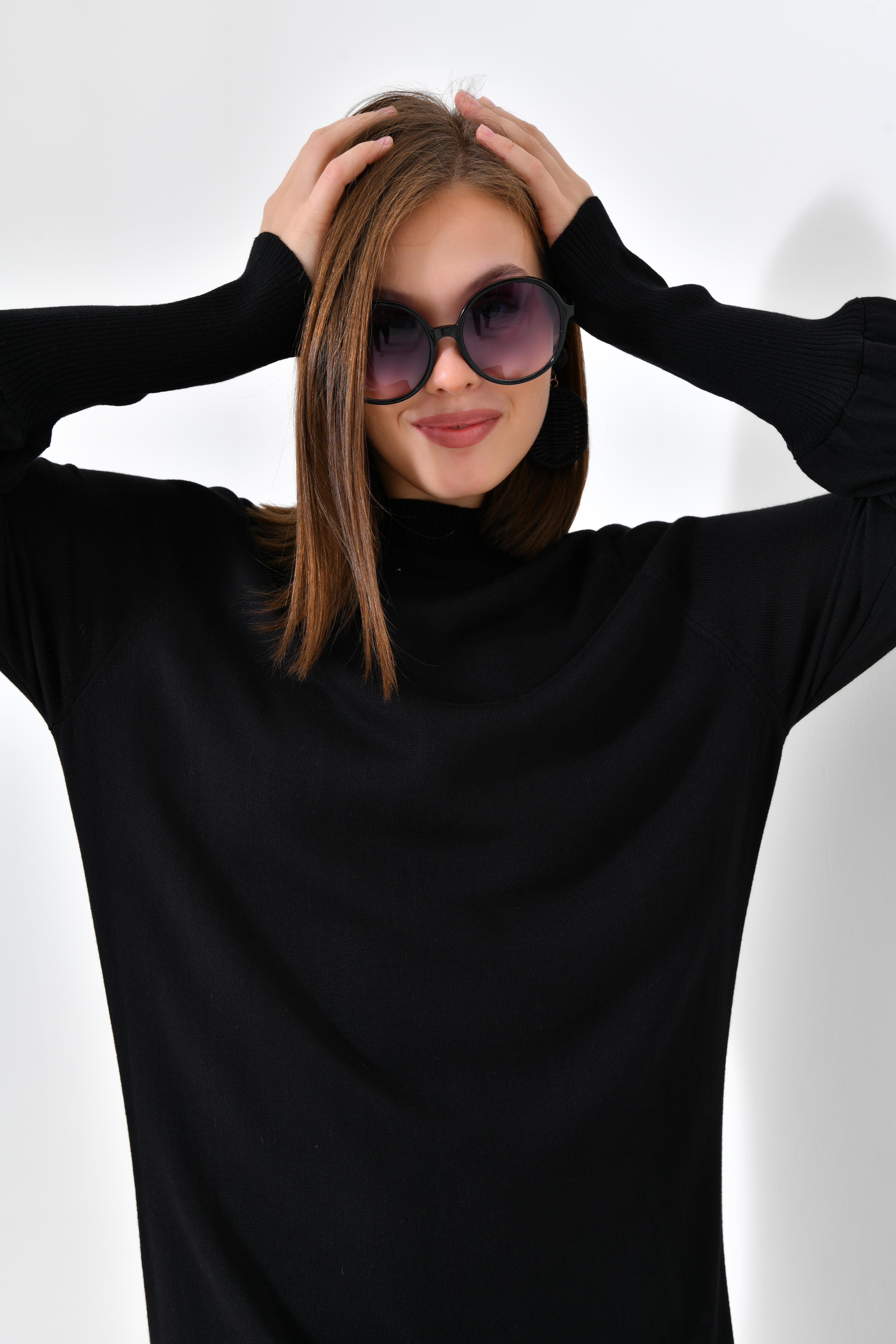 Firoy Kadın Düz Basic Tunik  Siyah