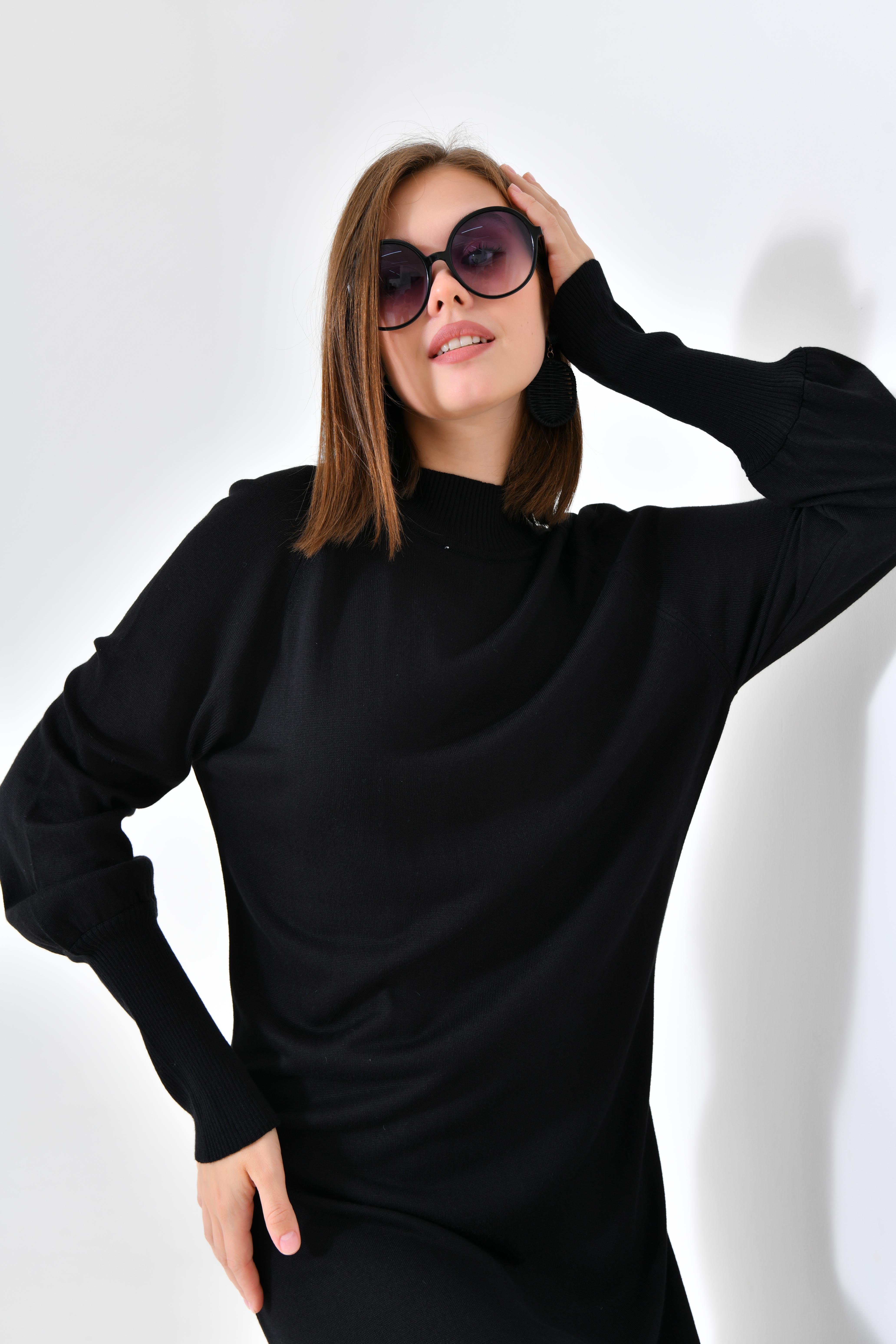 Firoy Kadın Düz Basic Tunik  Siyah