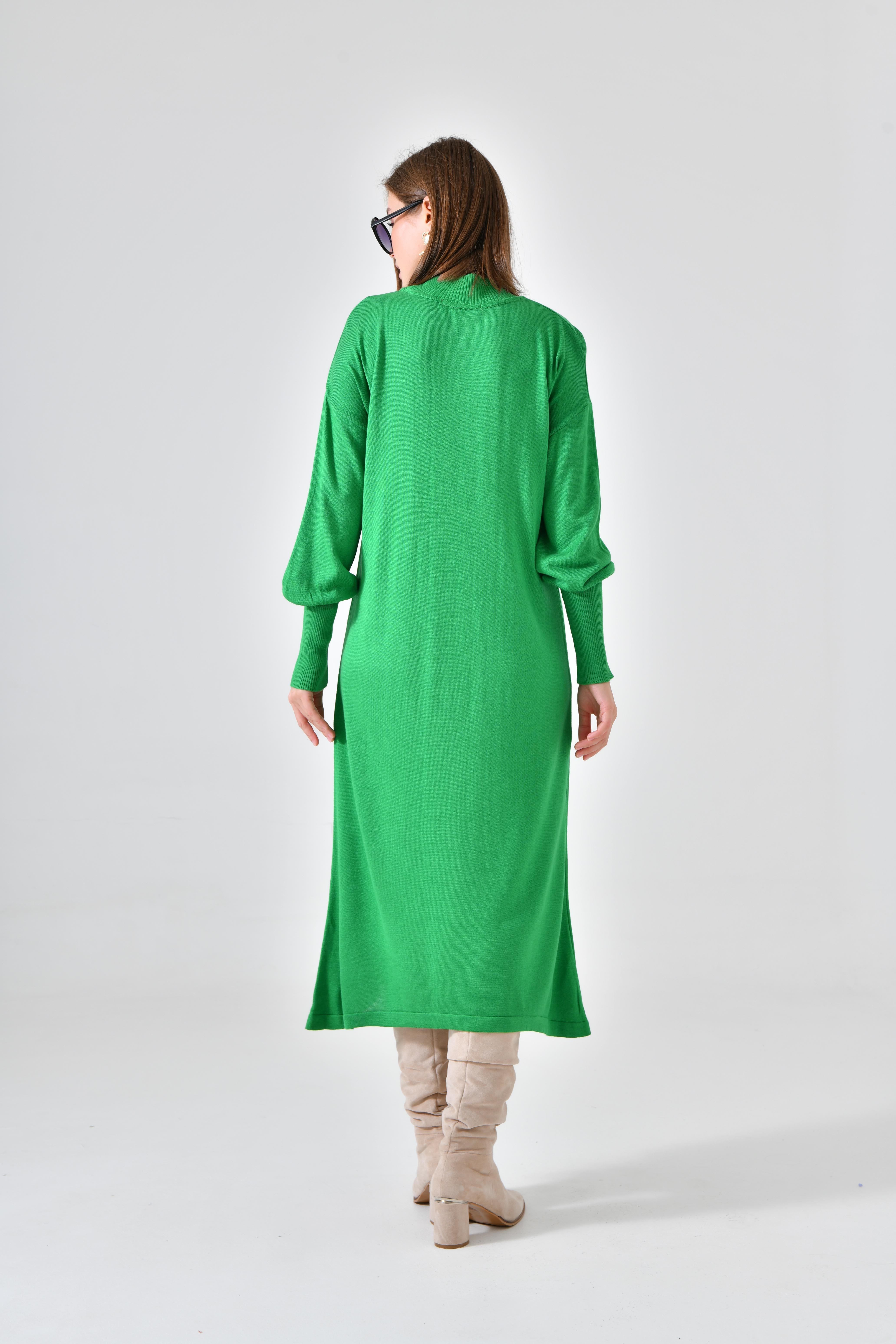 Firoy Kadın DÜz Basic Tunik  Yeşil