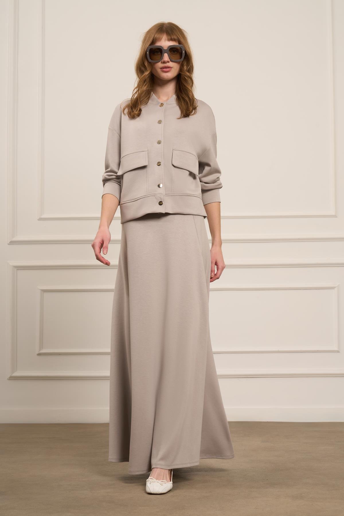 Firoy Kadın Etekli Takım  Gri