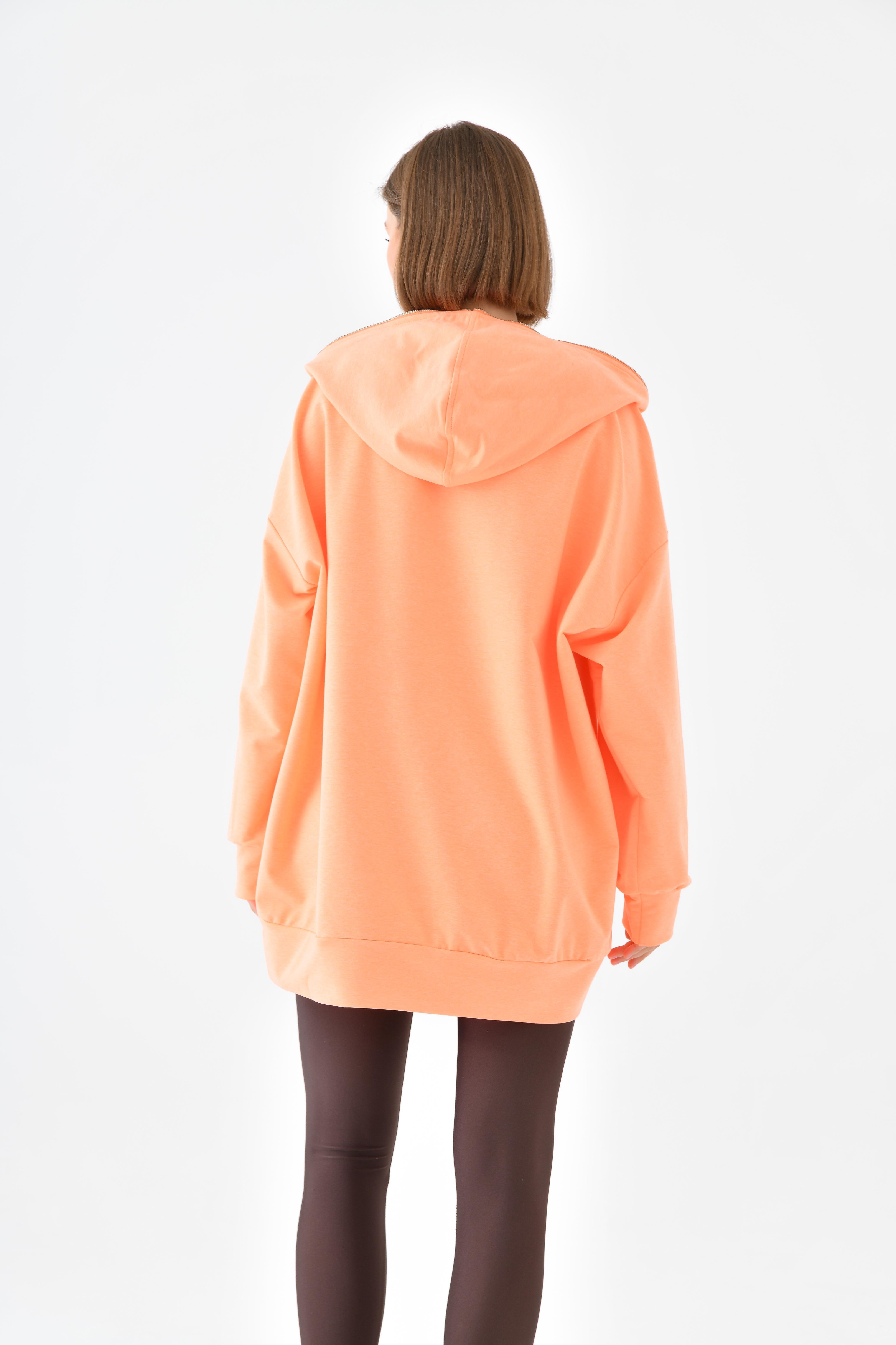 Firoy Kadın Fermuarlı Sweat  N.Oranj