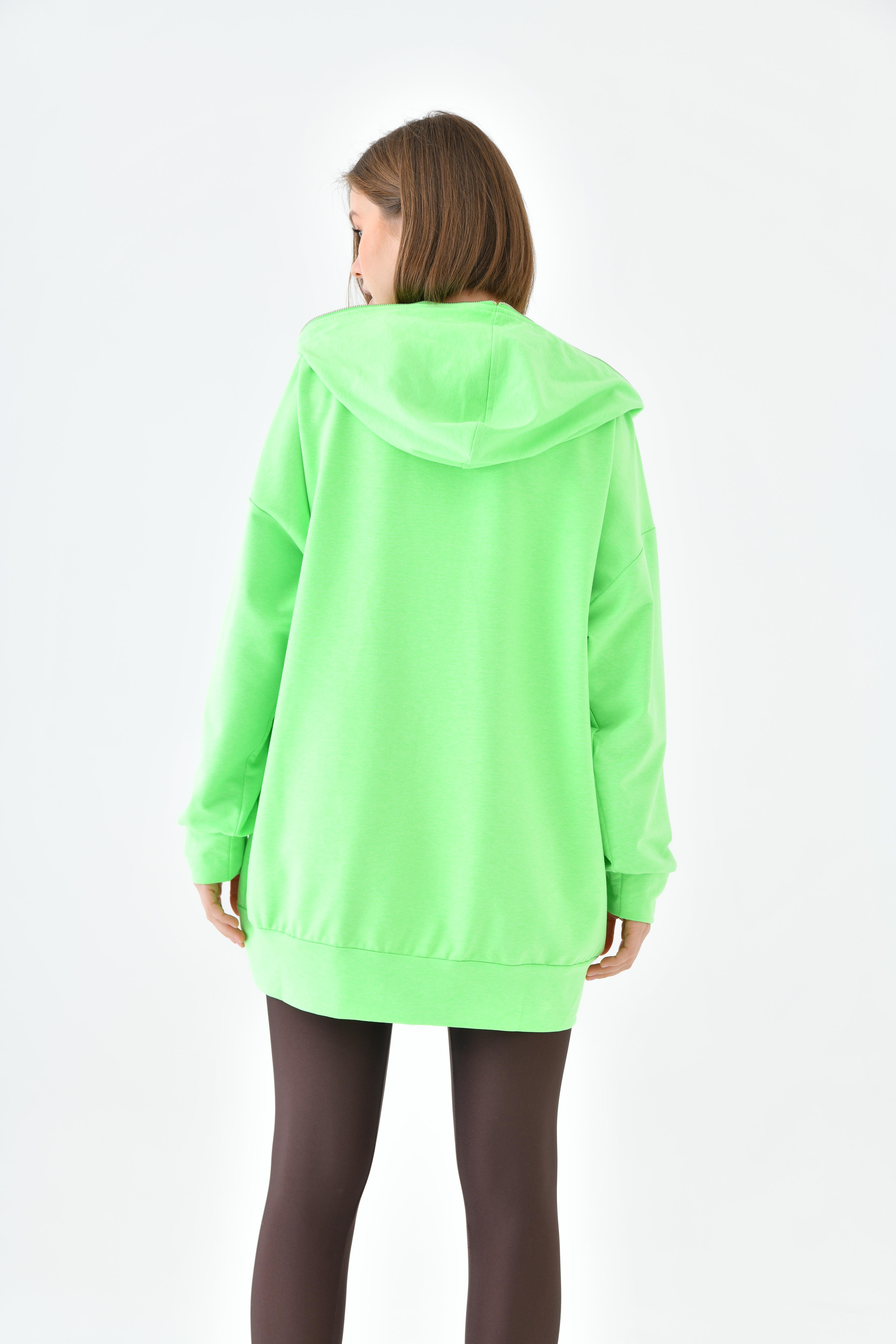 Firoy Kadın Fermuarlı Sweat  N.Yeşil