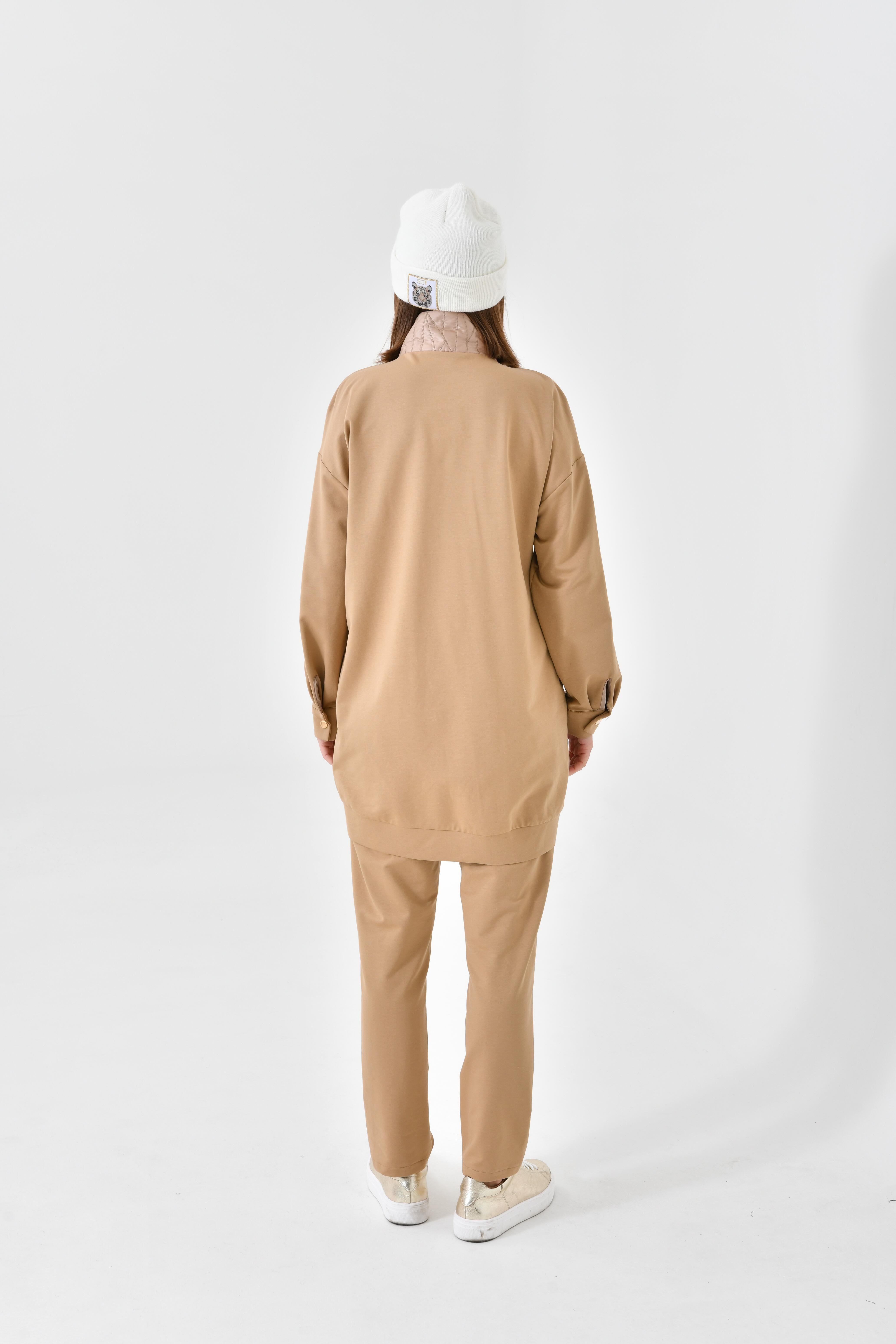 Firoy Kadın İki İp Kapitoneli Takım  Beige