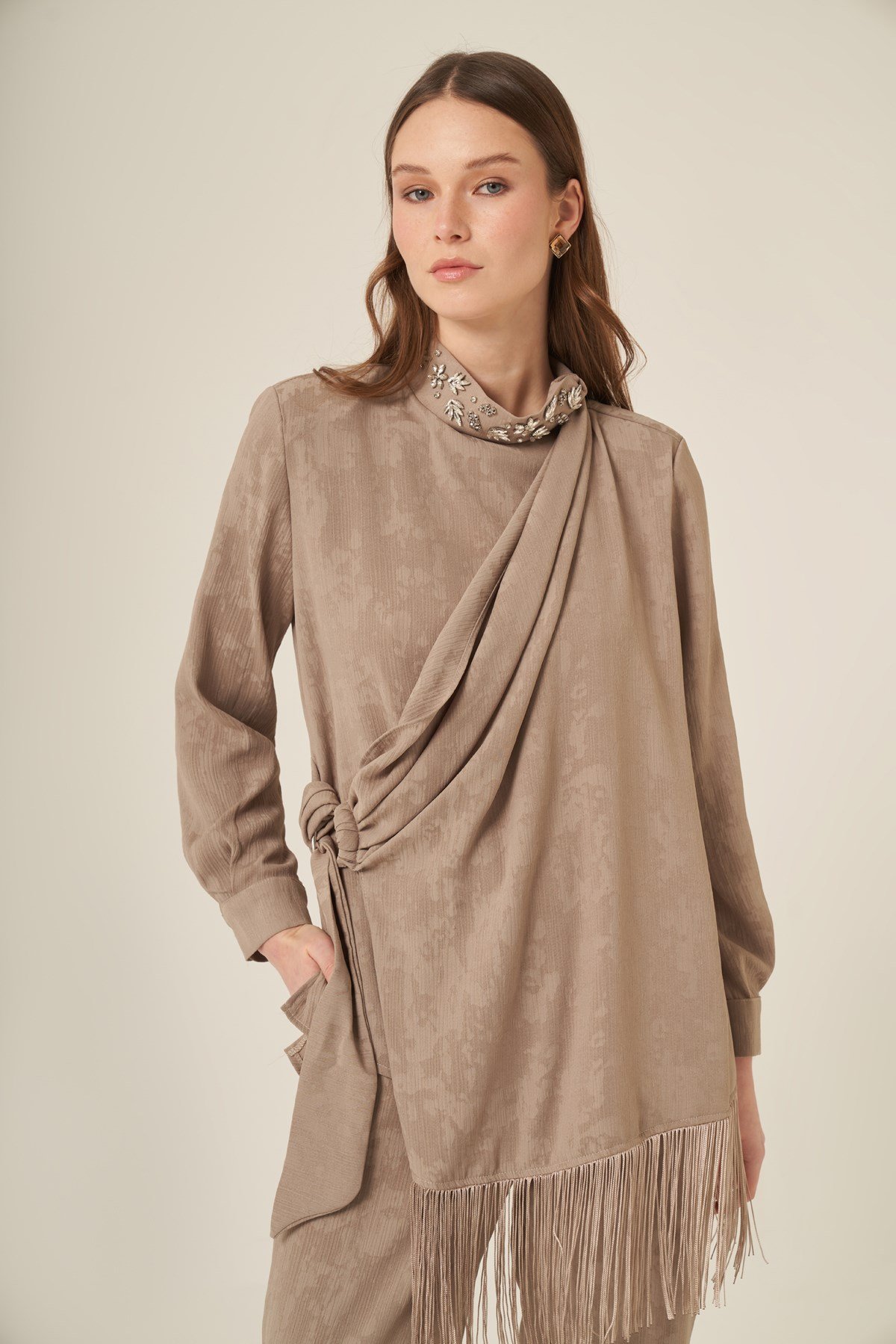 Firoy Kadın Jakar Takım  Beige