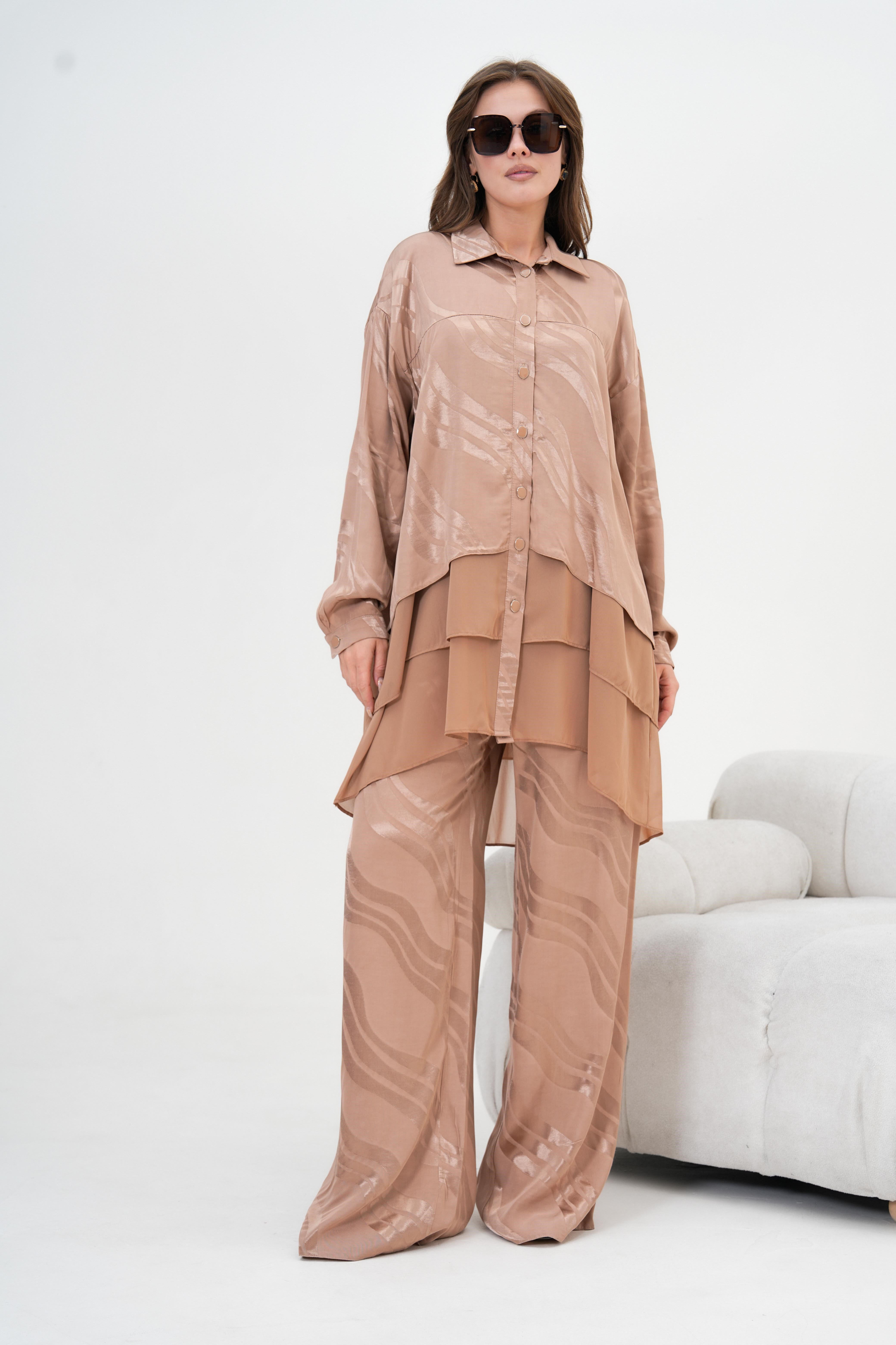 Firoy Kadın Jakar Takım  Beige