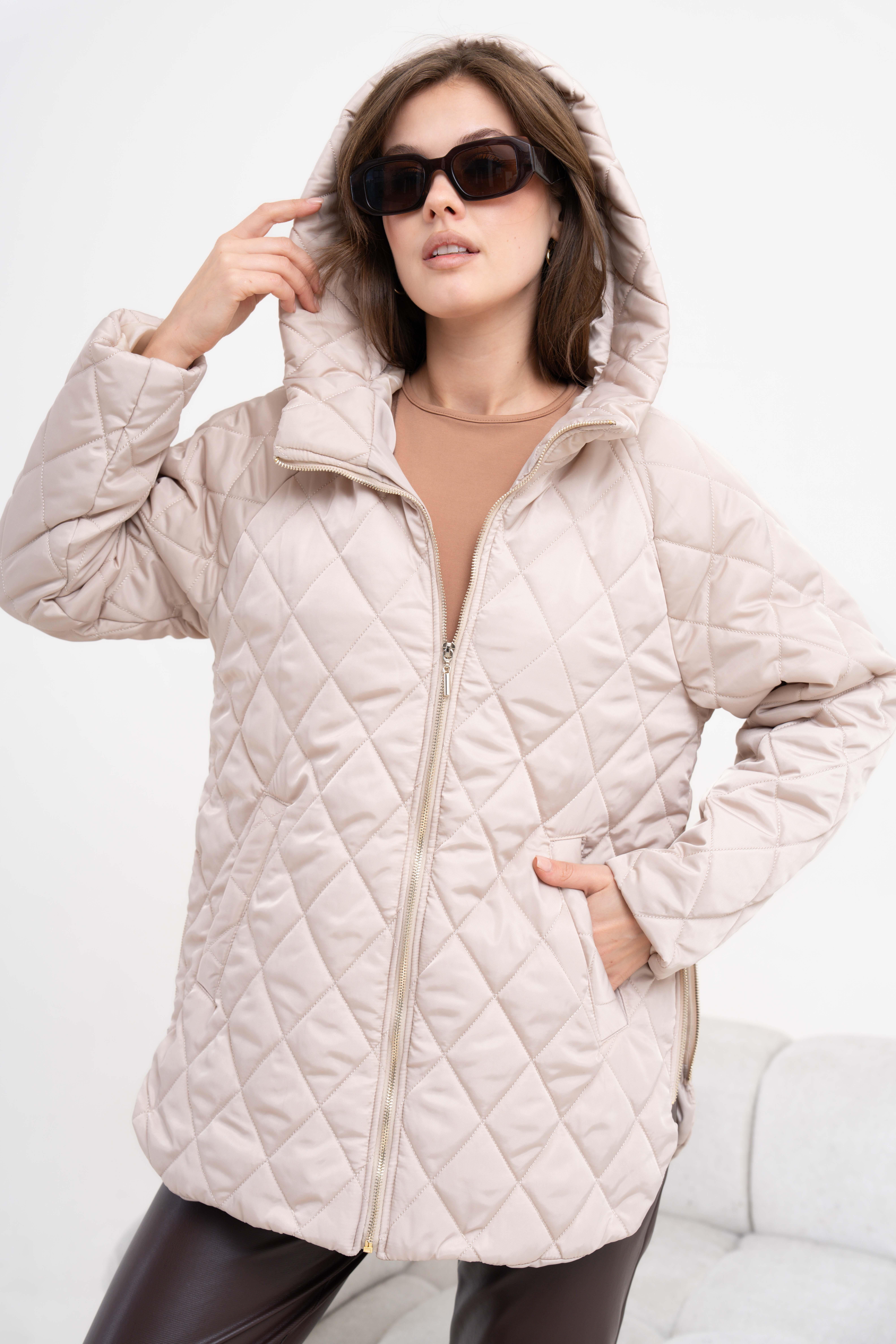 Firoy Kadın Kapitone Kaban  Beige