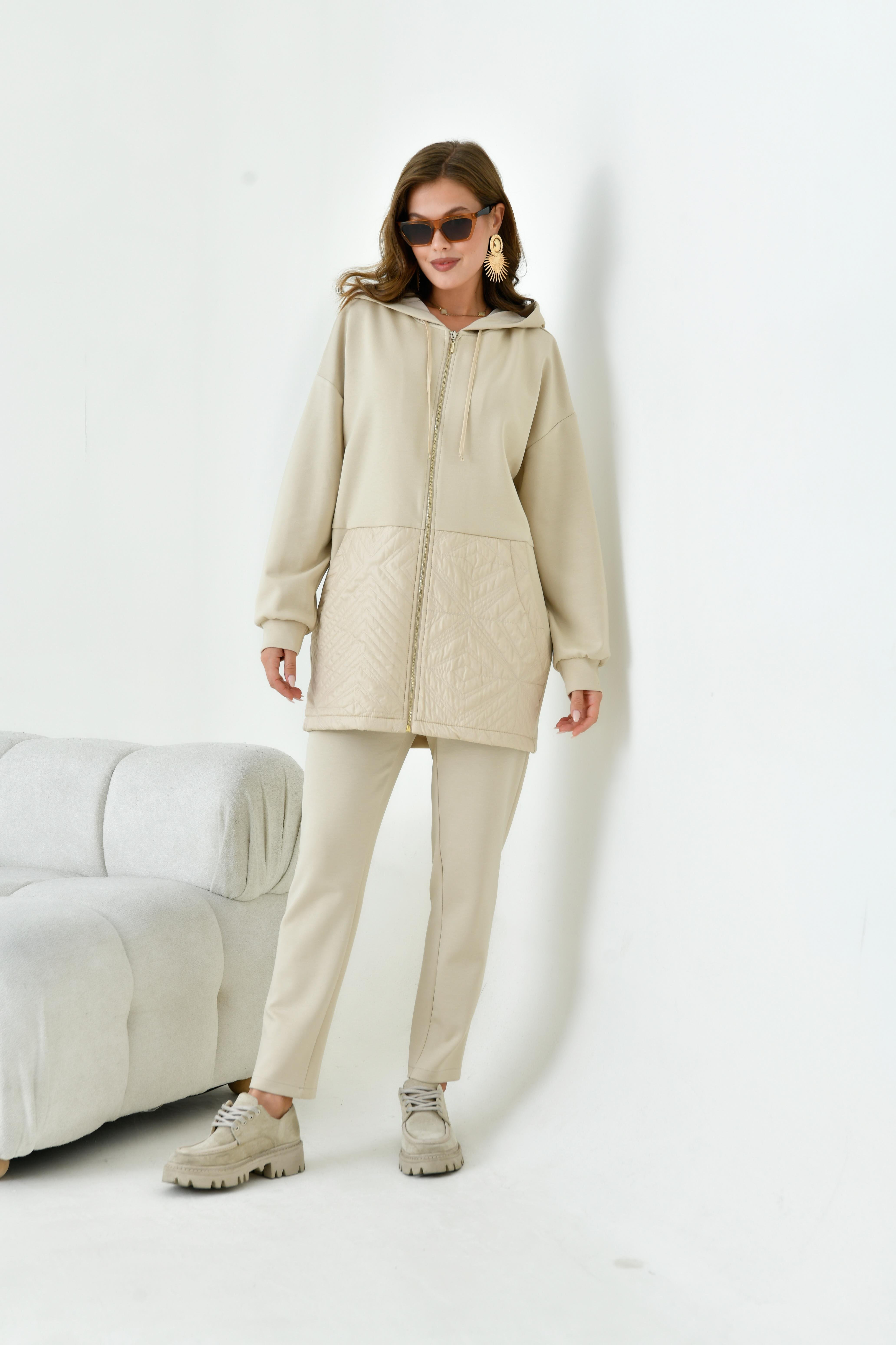 Firoy Kadın Kapitone Takım  Beige