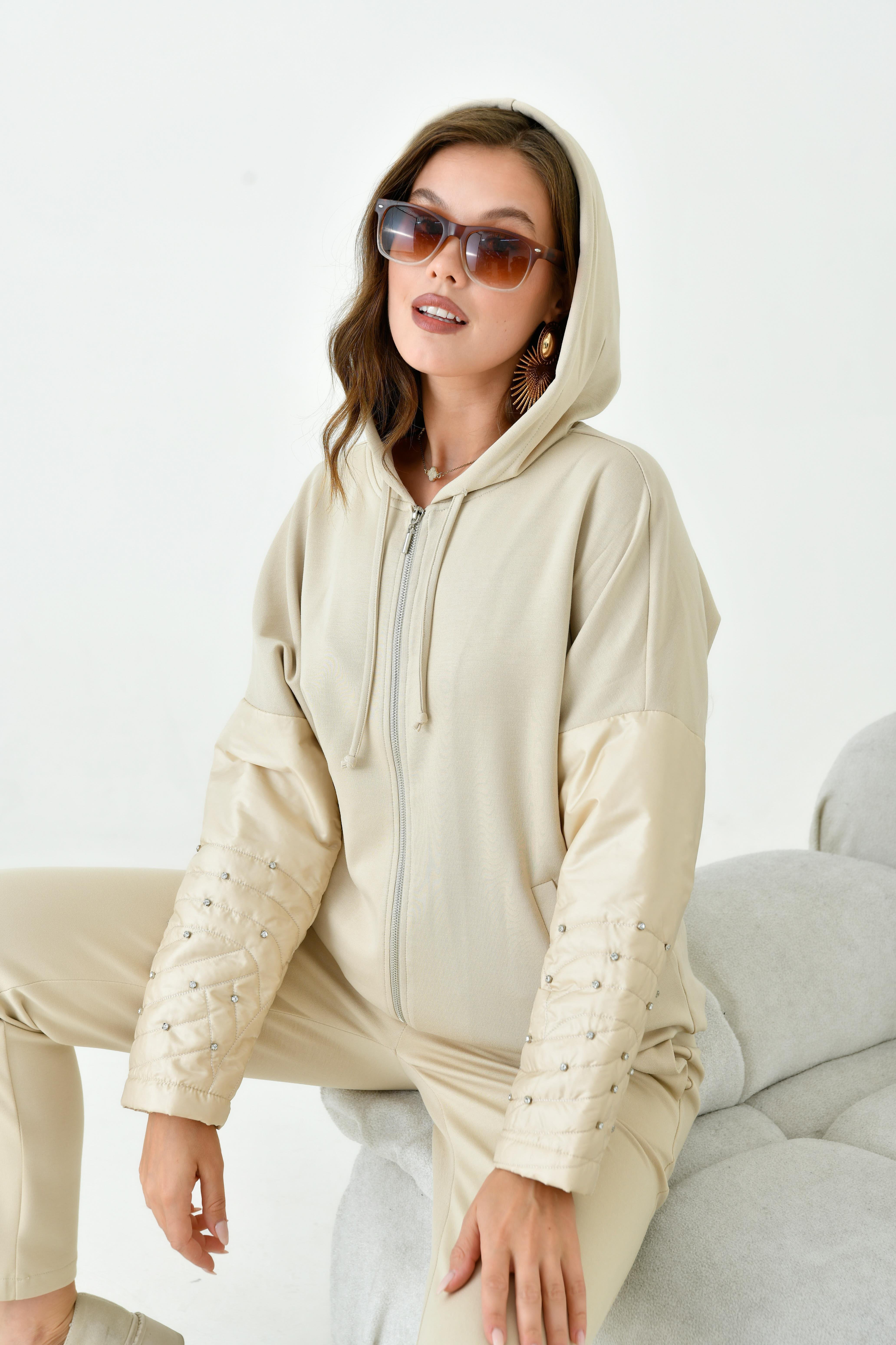 Firoy Kadın Kapitone Takım  Beige