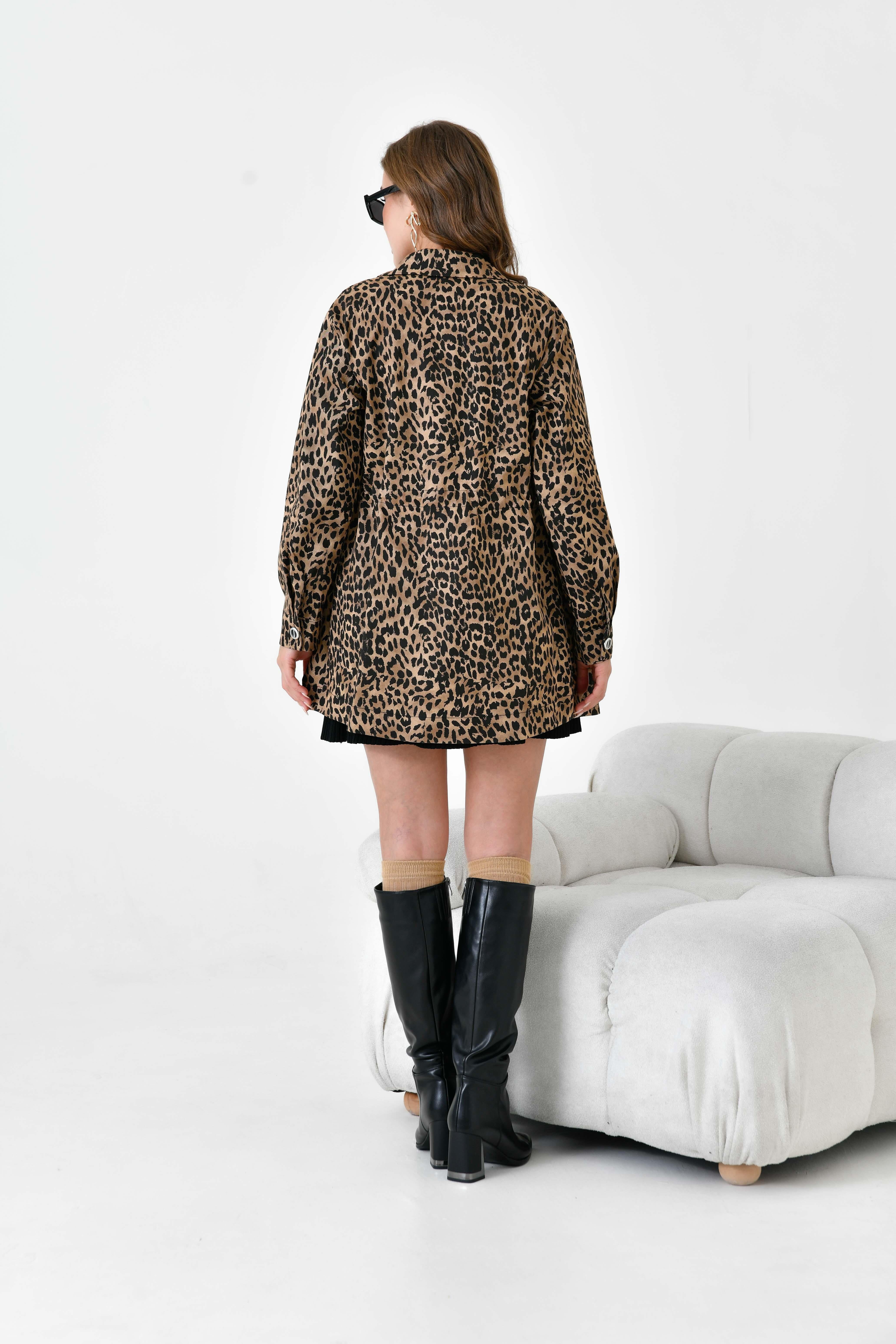 Firoy Kadın Leopar Desen Kap  LEOPAR