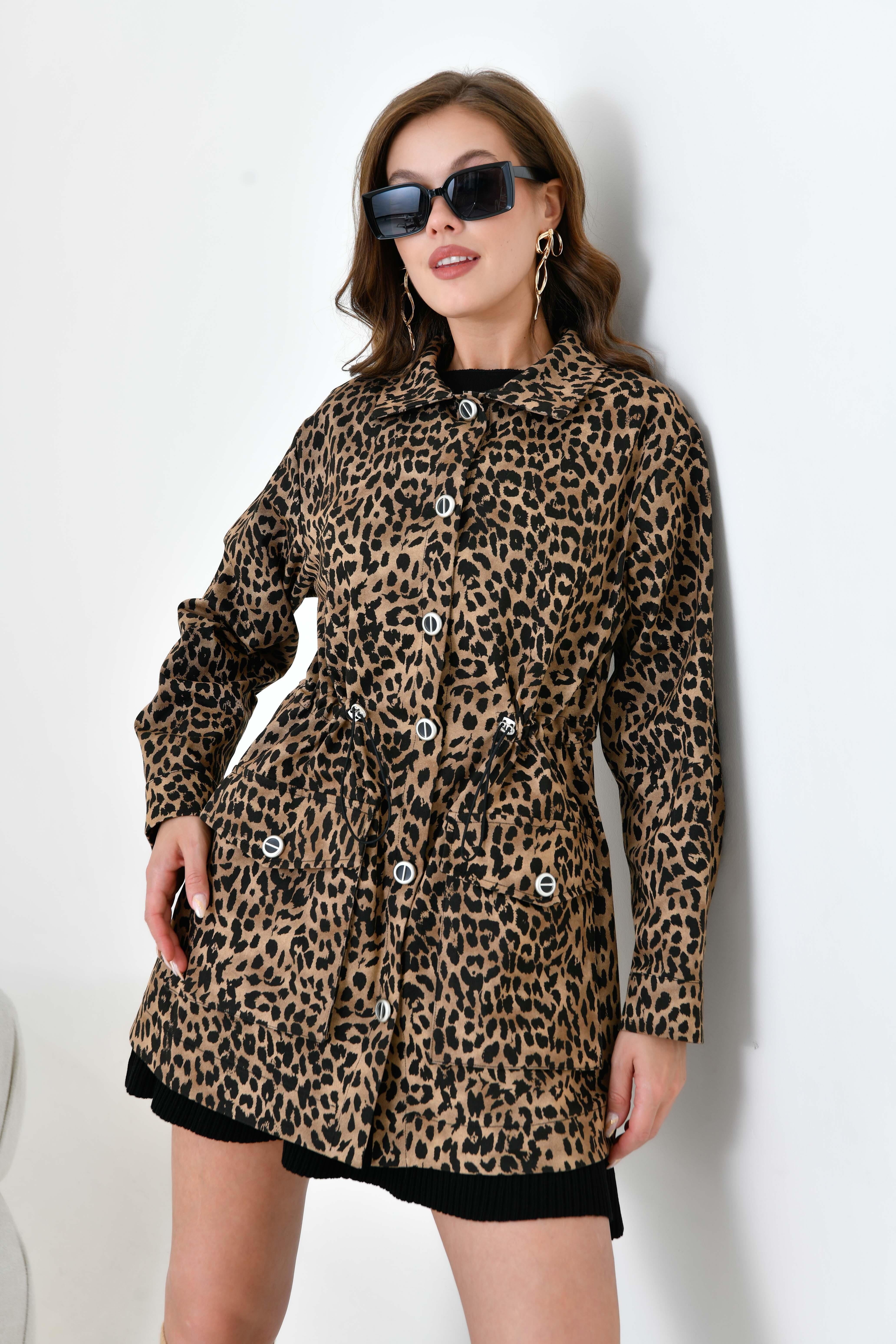 Firoy Kadın Leopar Desen Kap  LEOPAR
