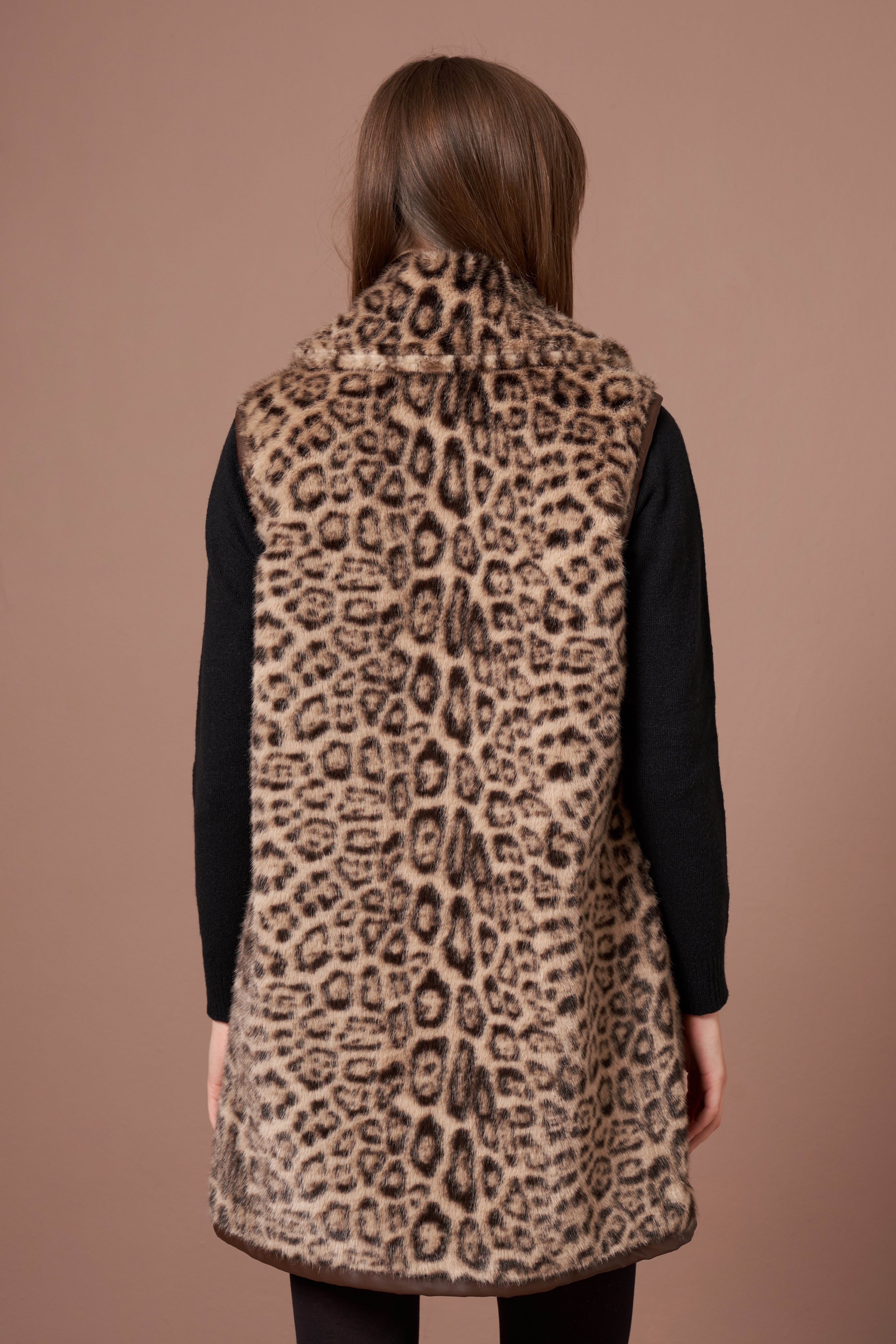 Firoy Kadın Leopar Yelek  Beige