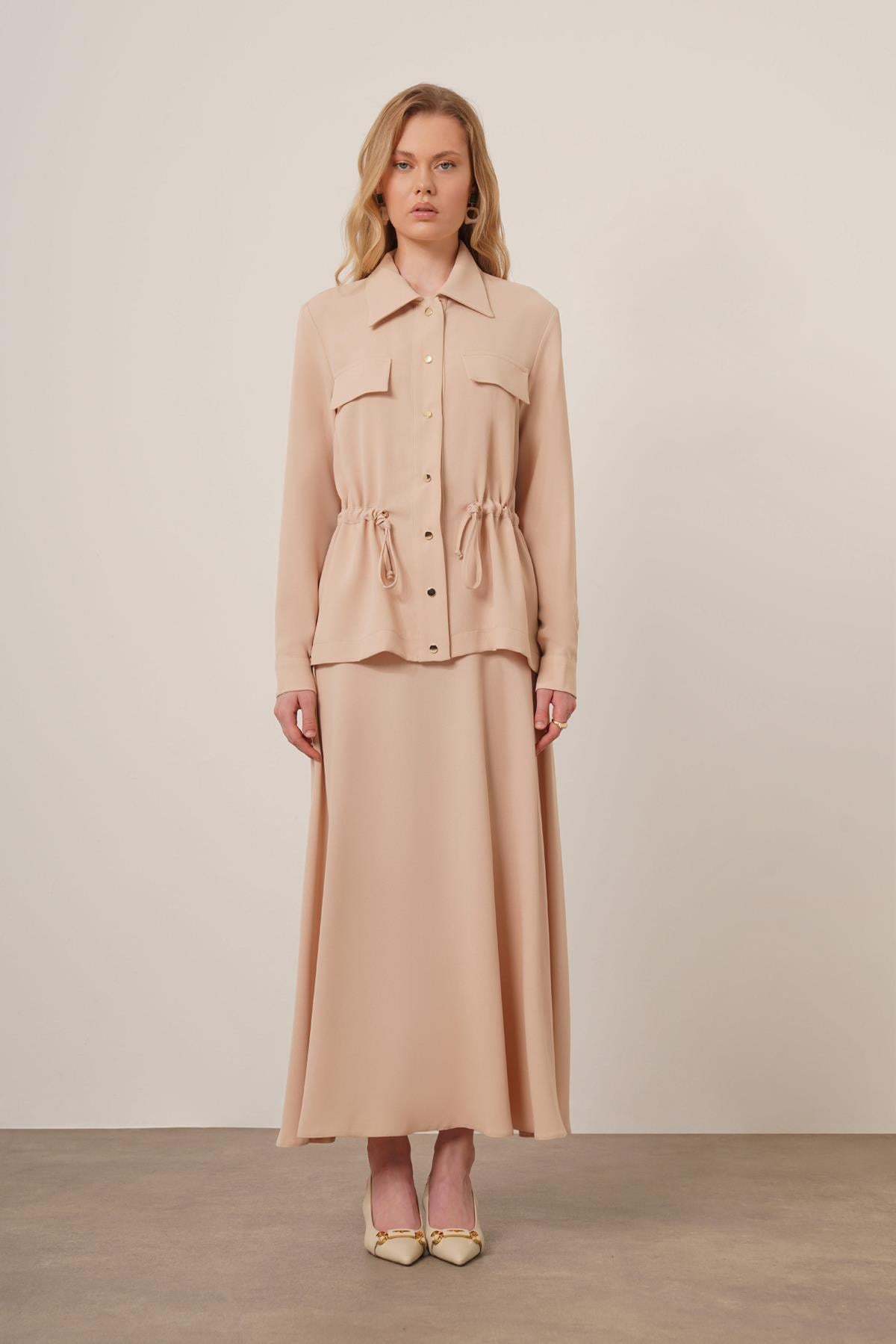 Firoy Kadın Melise Crep Takım  Beige
