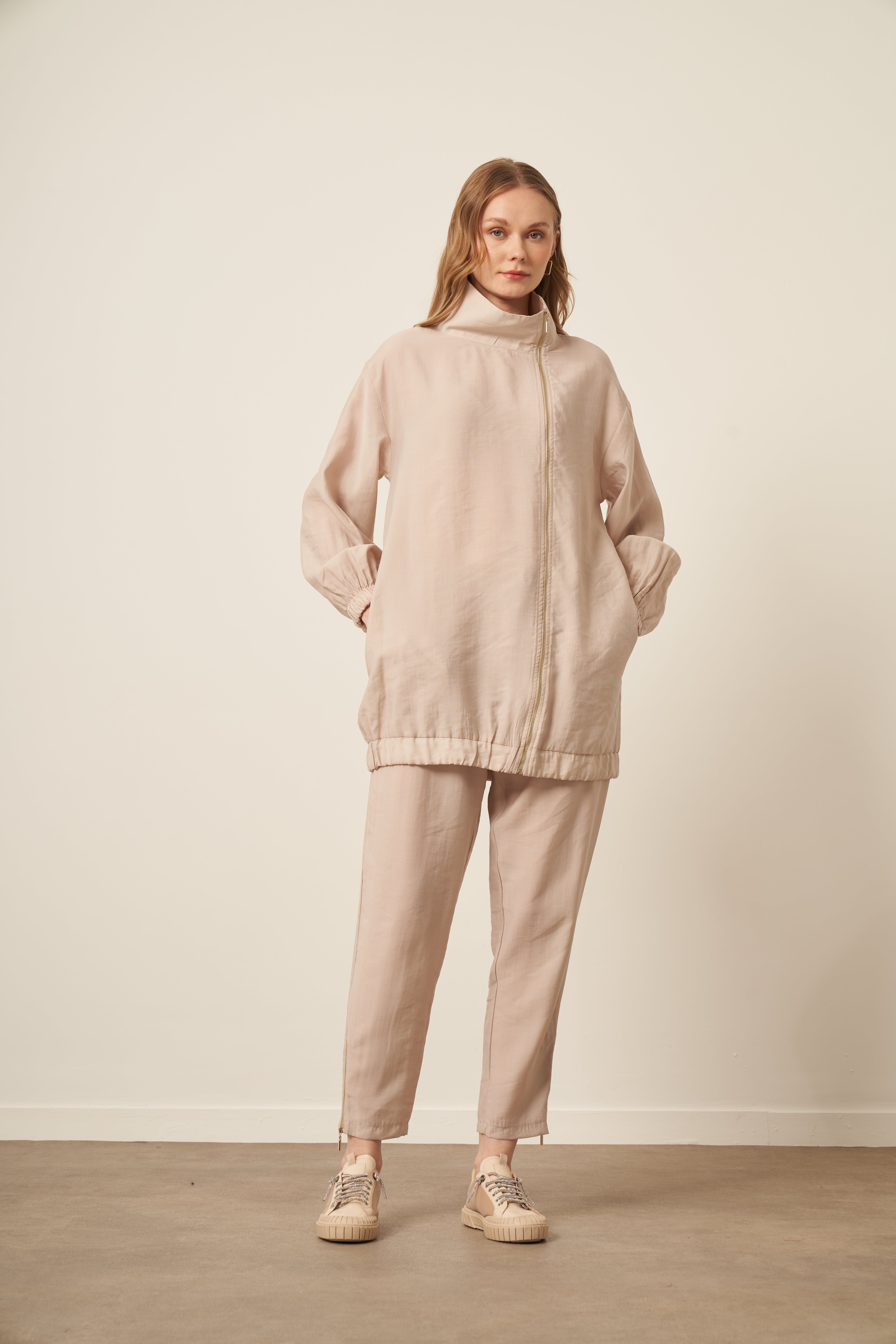 Firoy Kadın Modal Pantolonlu Takım  Beige