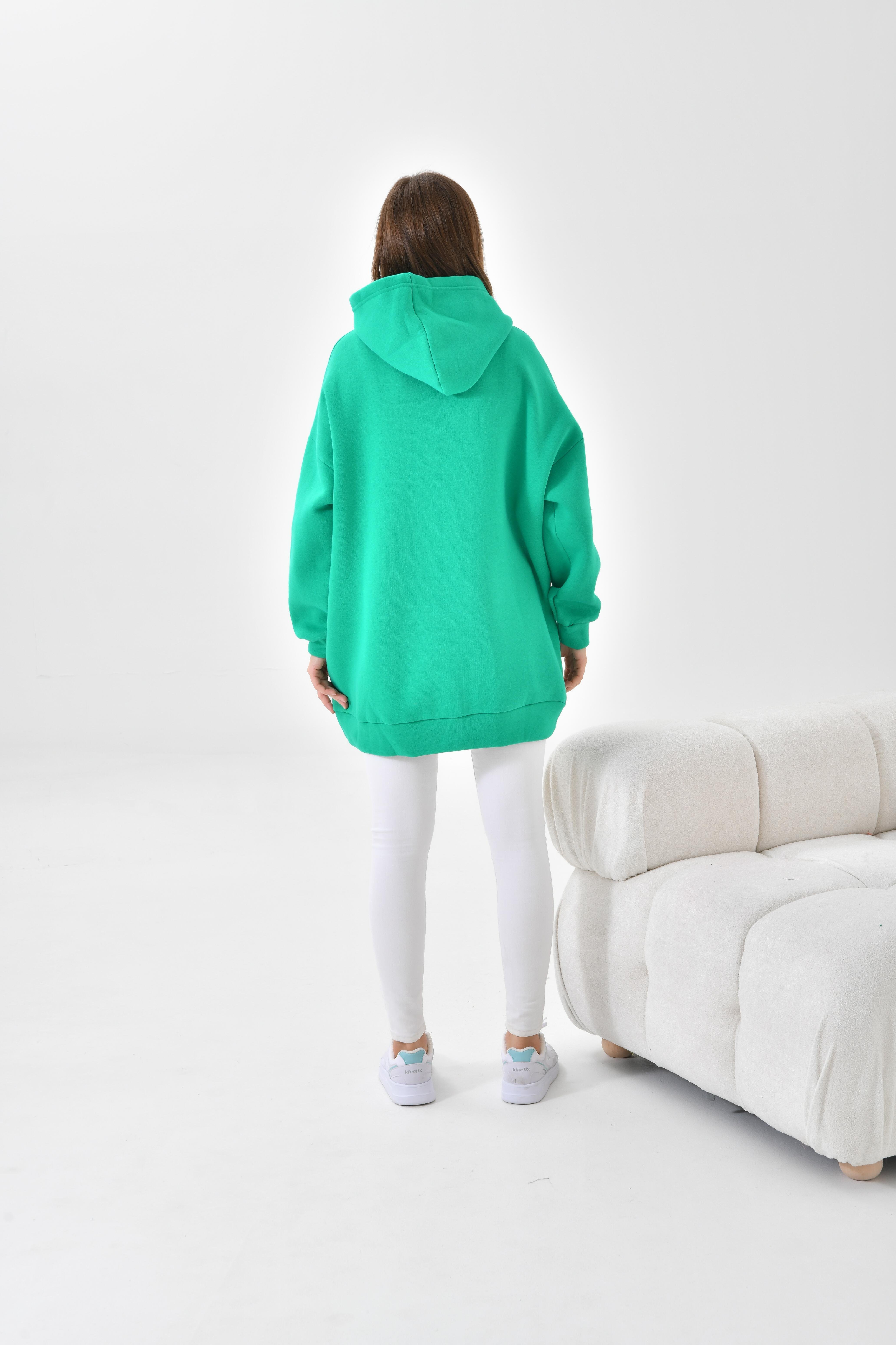 Firoy Kadın Oversize 3 İp Şardonlu Kapüşonlu Sweatshirt  Benetton