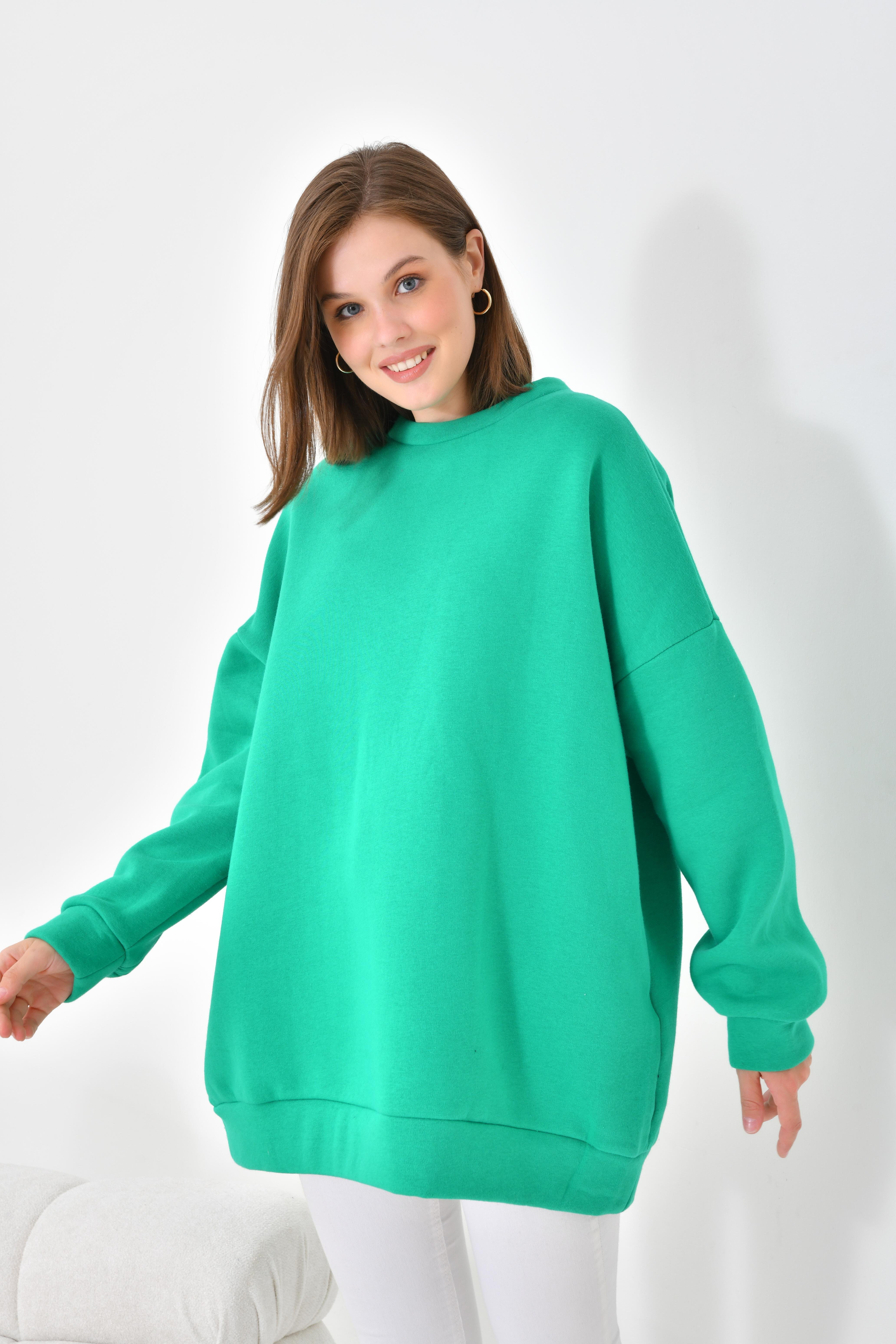 Firoy Kadın Oversize 3 İp Şardonlu Sweatshirt  Benetton