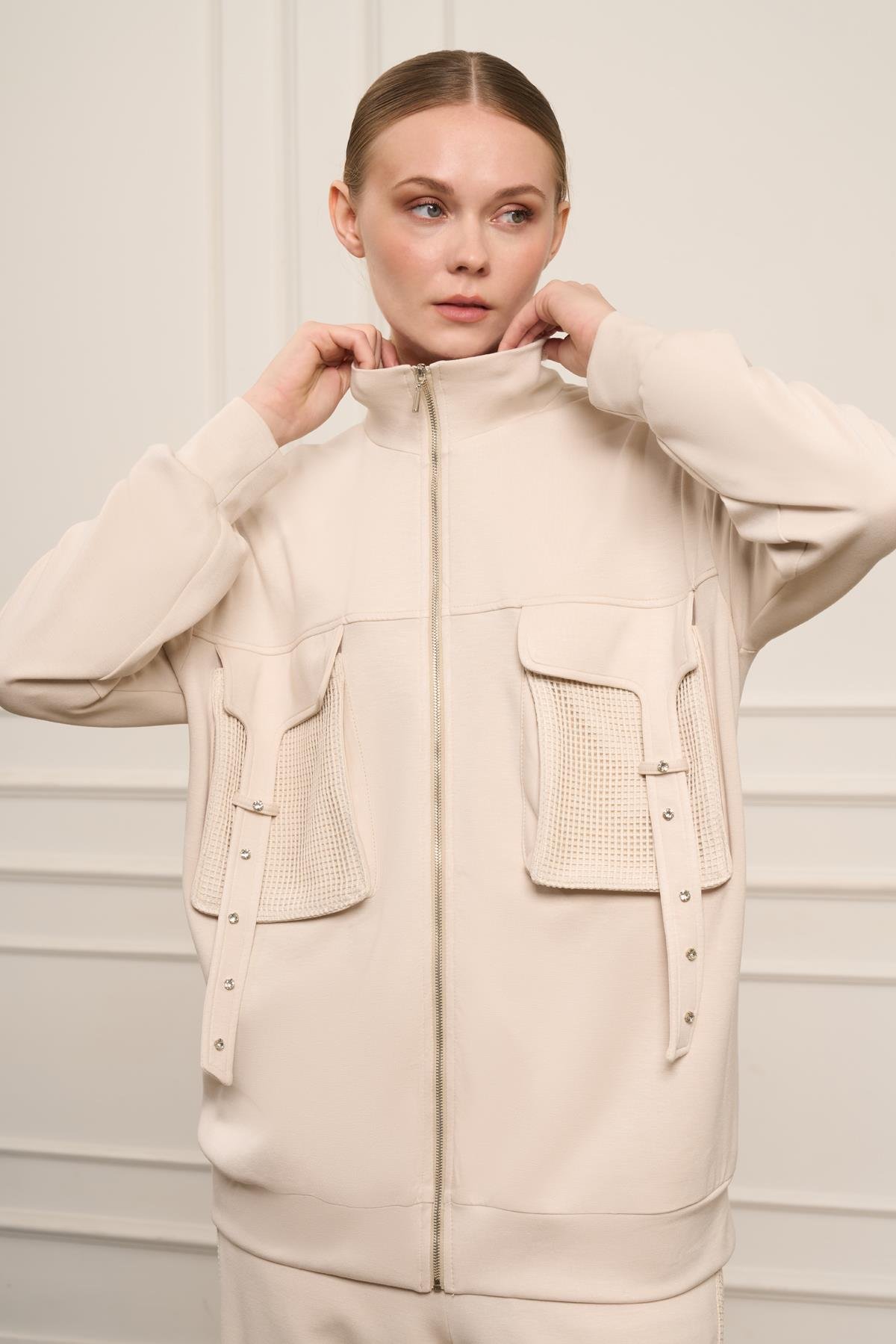 Firoy Kadın Pantolonlu Takım  Beige