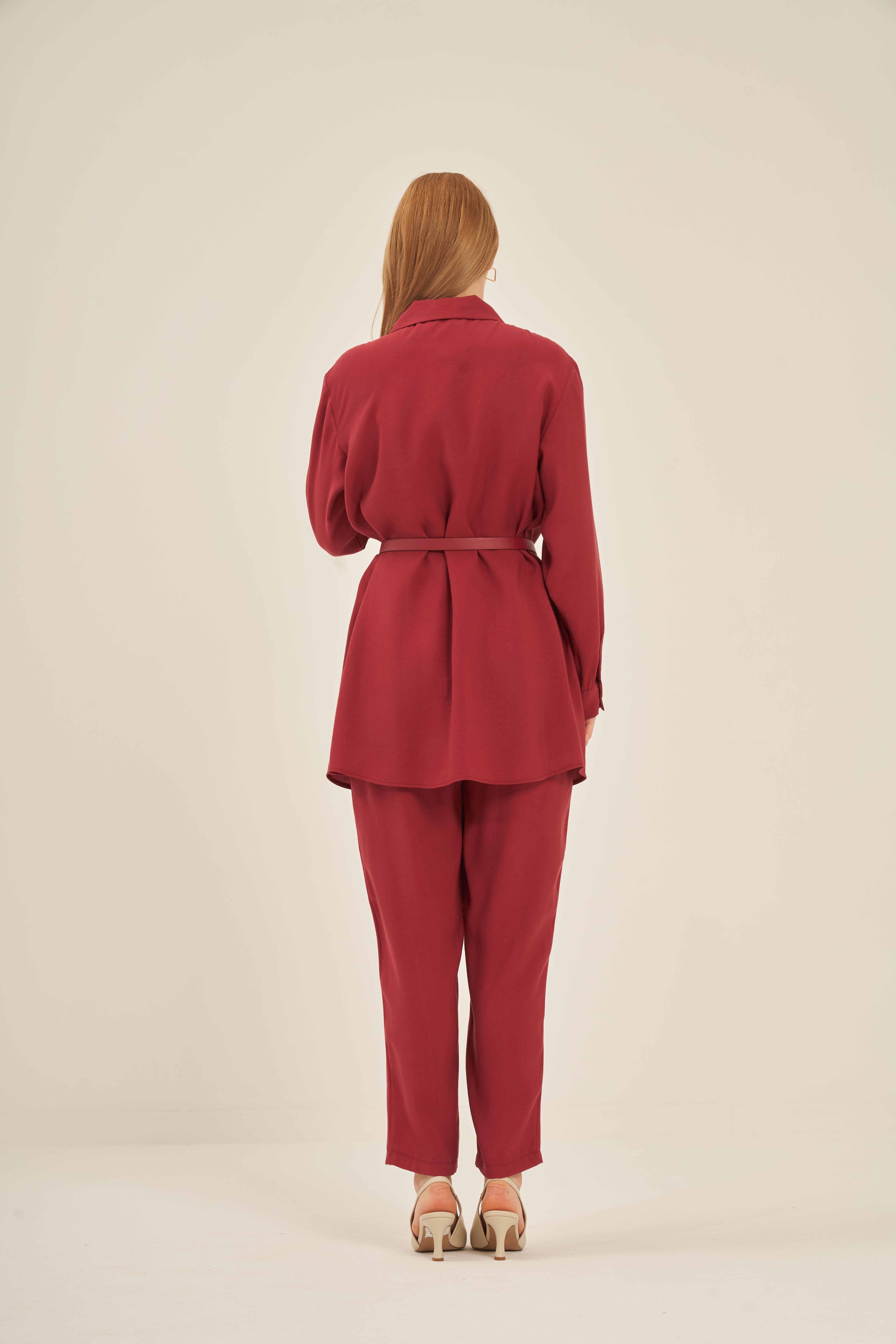 Firoy Kadın Pantolonlu Takım  Bordo