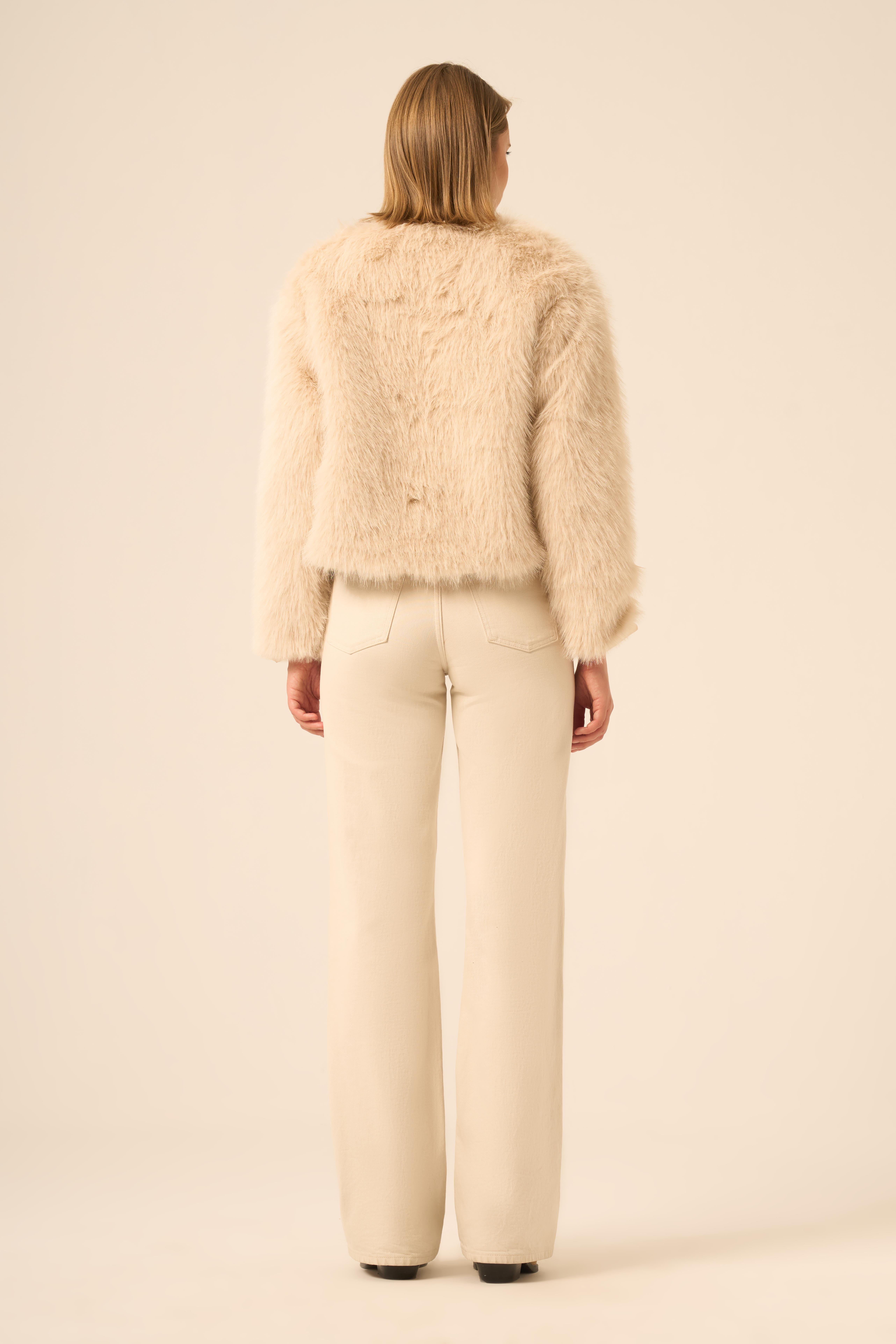 Firoy Kadın Peluş Mont  Beige
